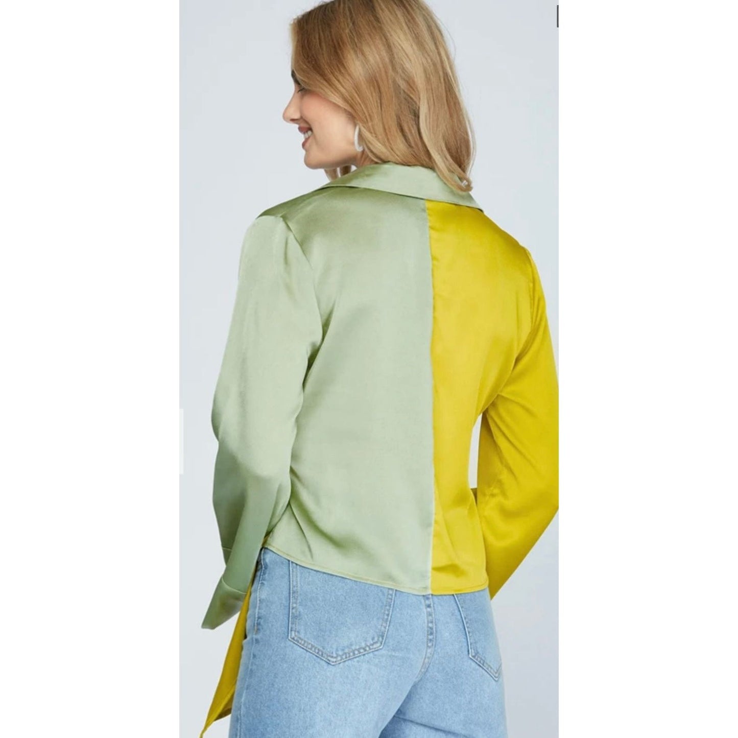 Two faced kiwi/sage blouse