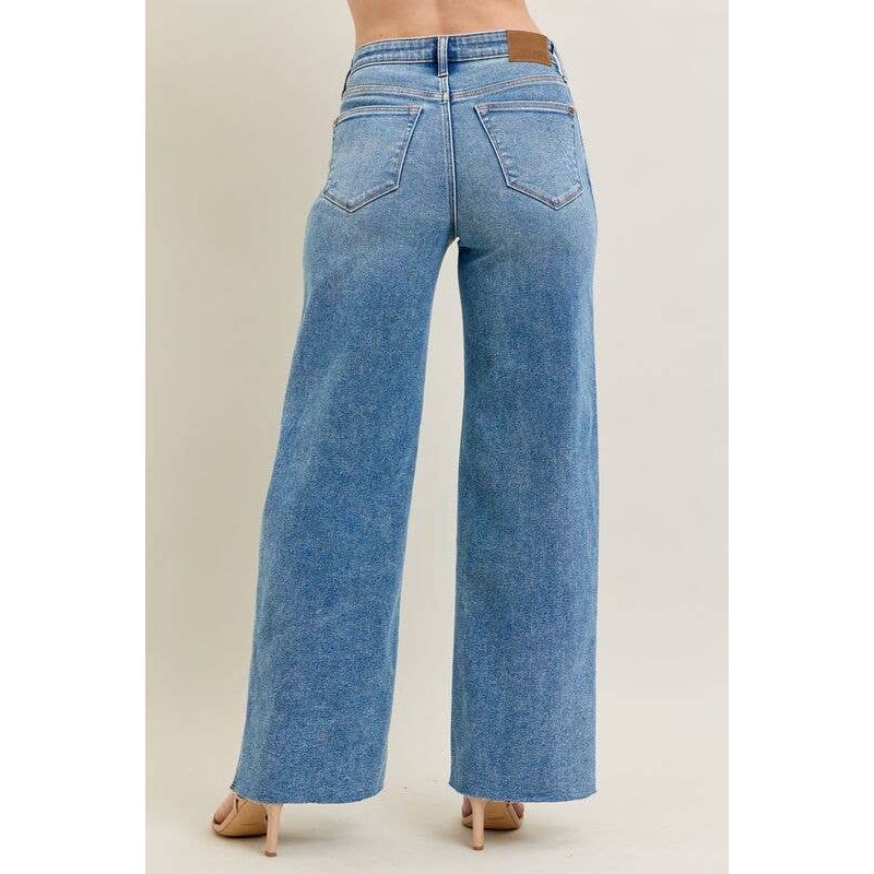 High Waisted Wide Leg Distressed