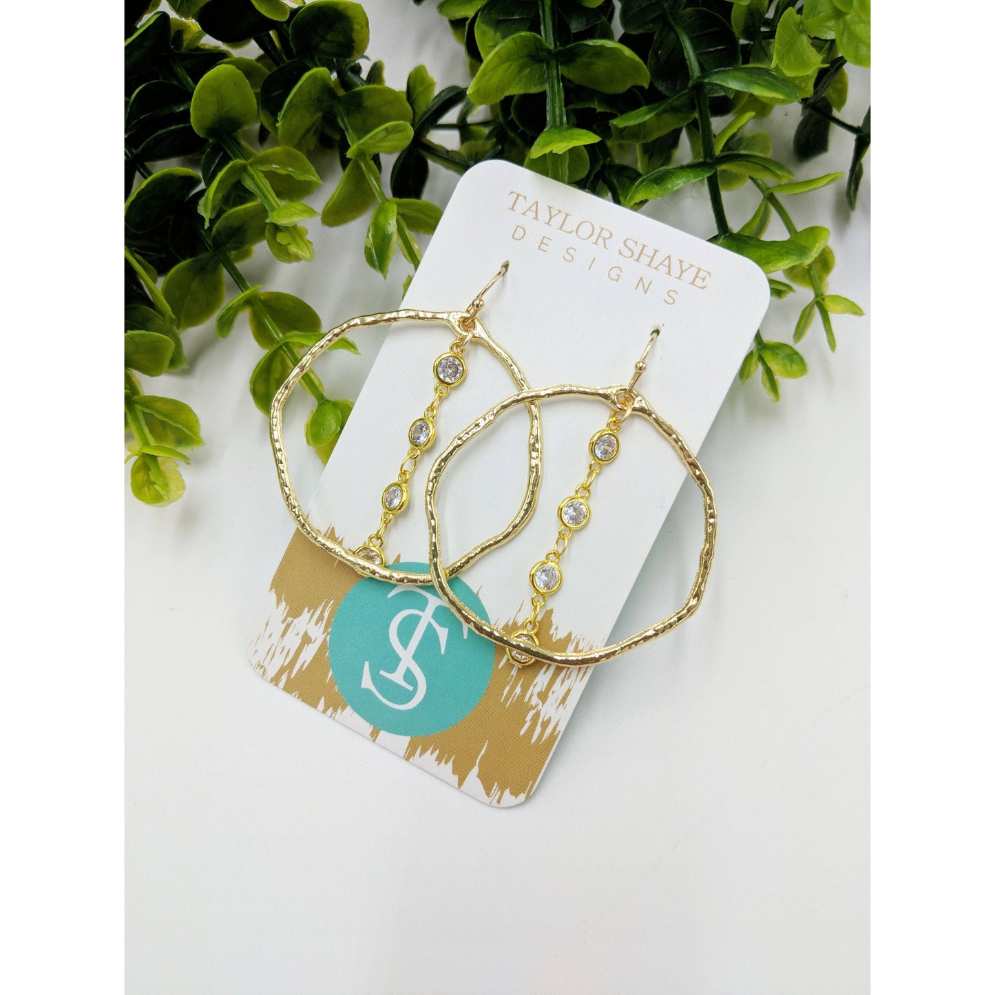 Crystal Hammered Hoops