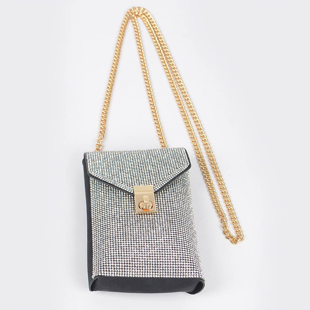 Rhinestone Cellphone Crossbody Belt Bag