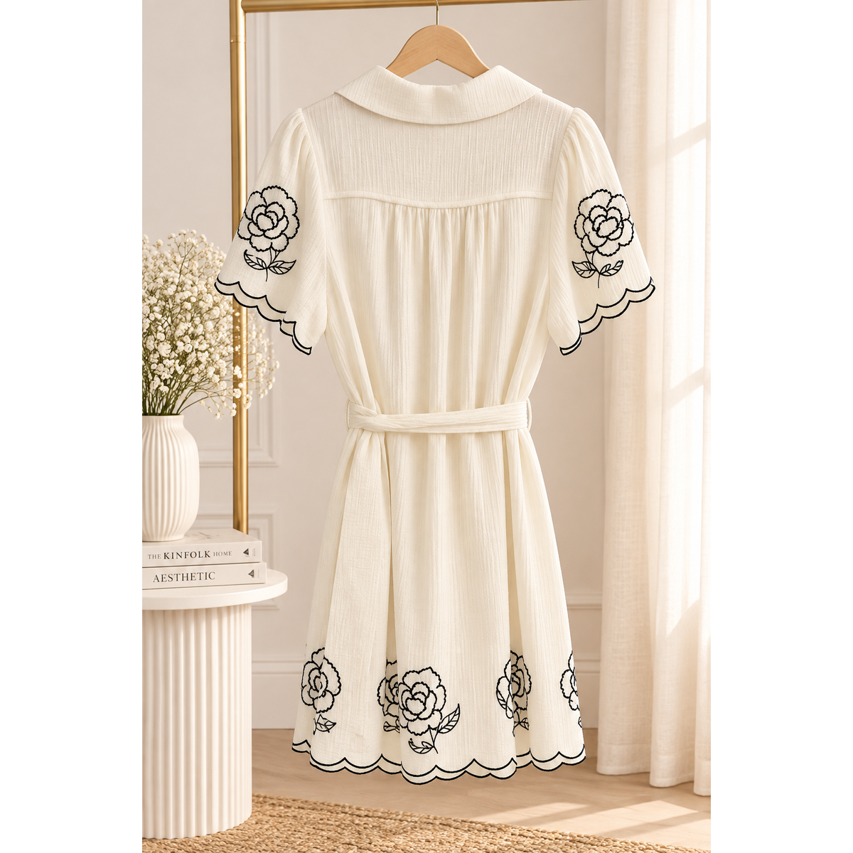 Garden Stroll Embroidered Belted Dress