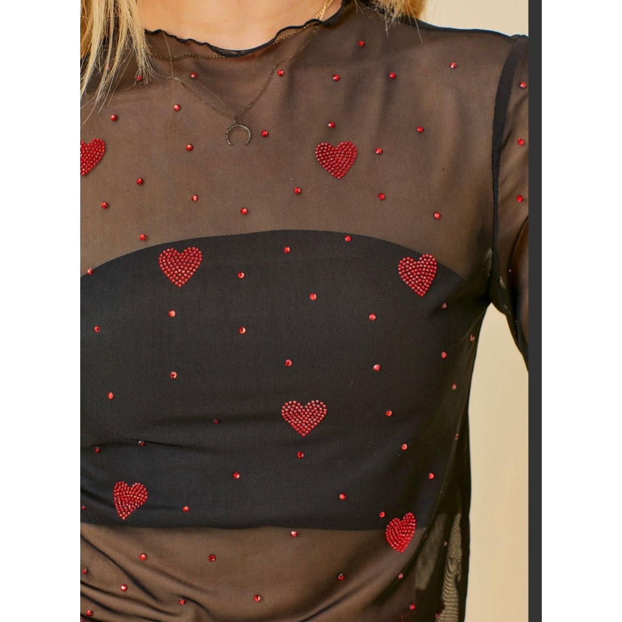 Mesh me bling heart top