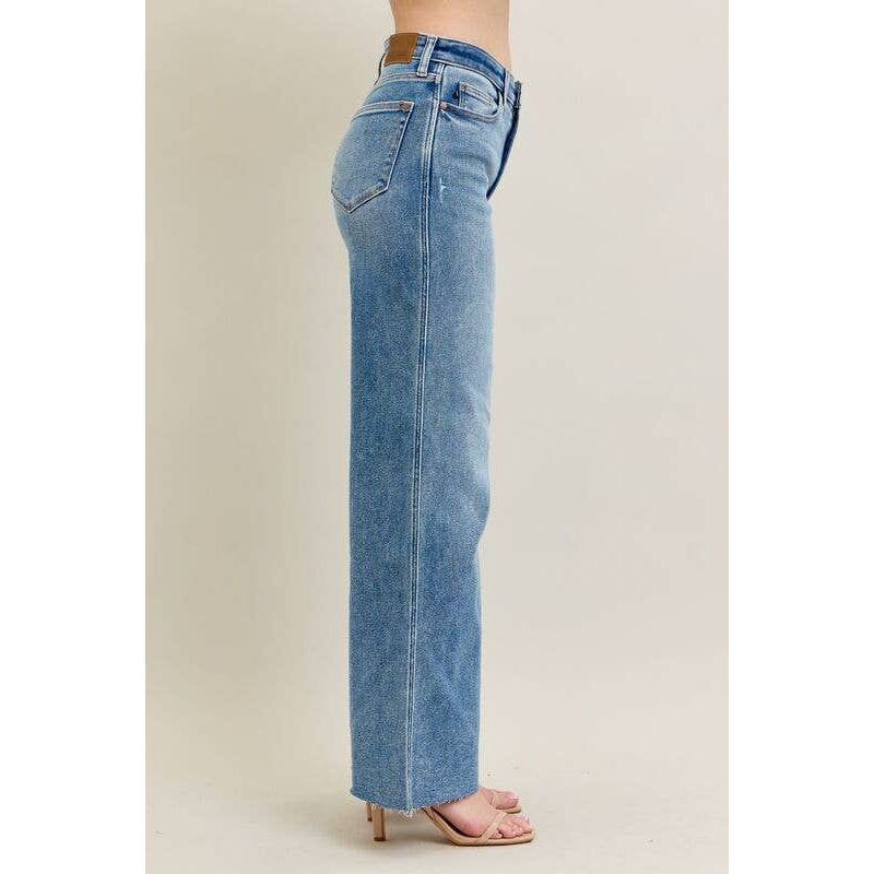 High Waisted Wide Leg Distressed