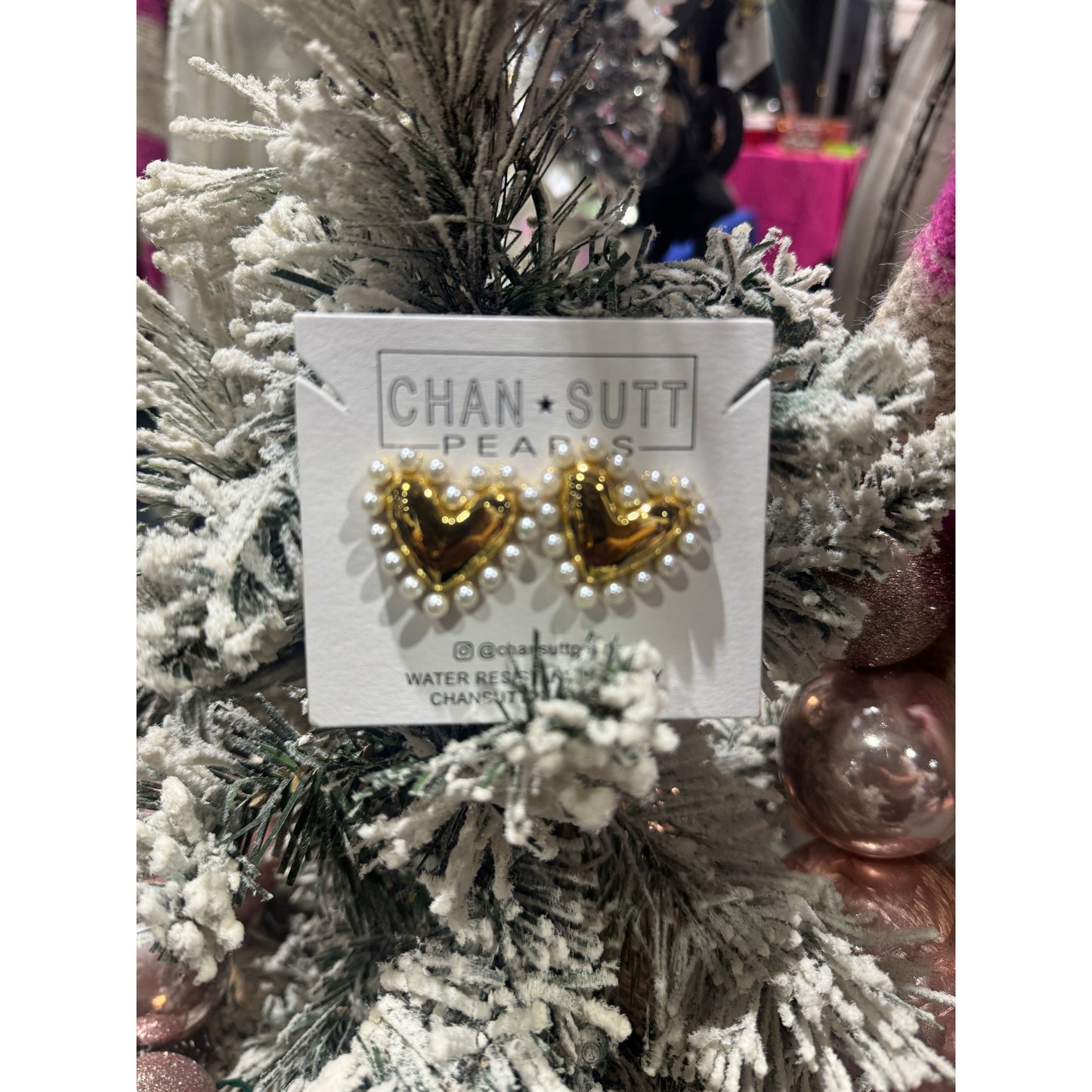 Pearl Heart Earrings Non Tarnish