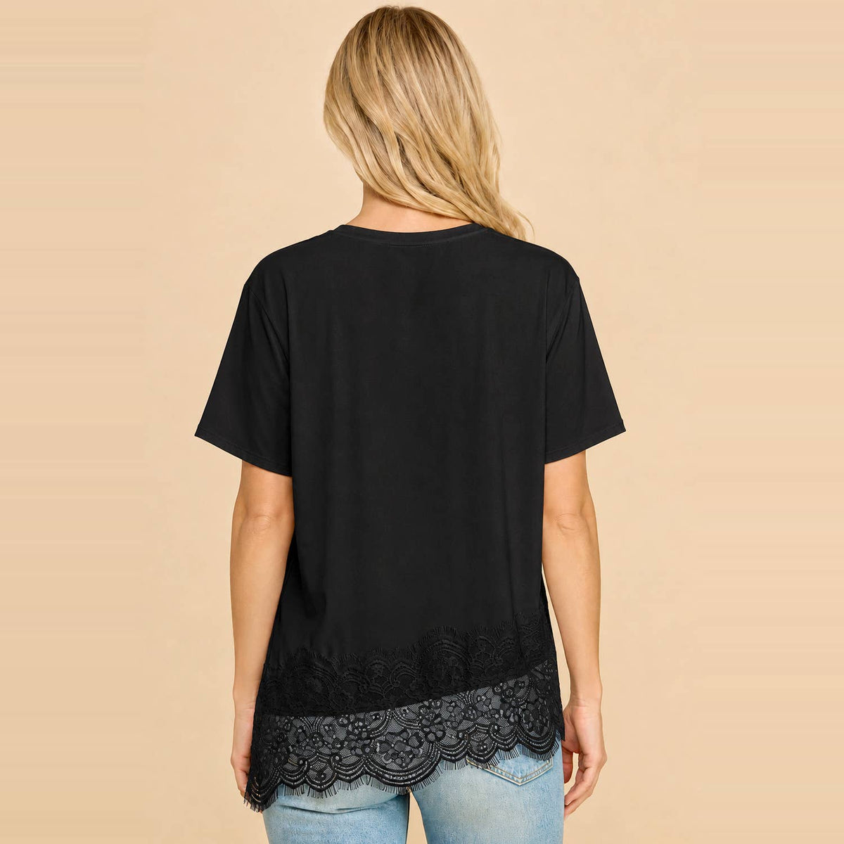 Asymmetrical Lace Trim Top