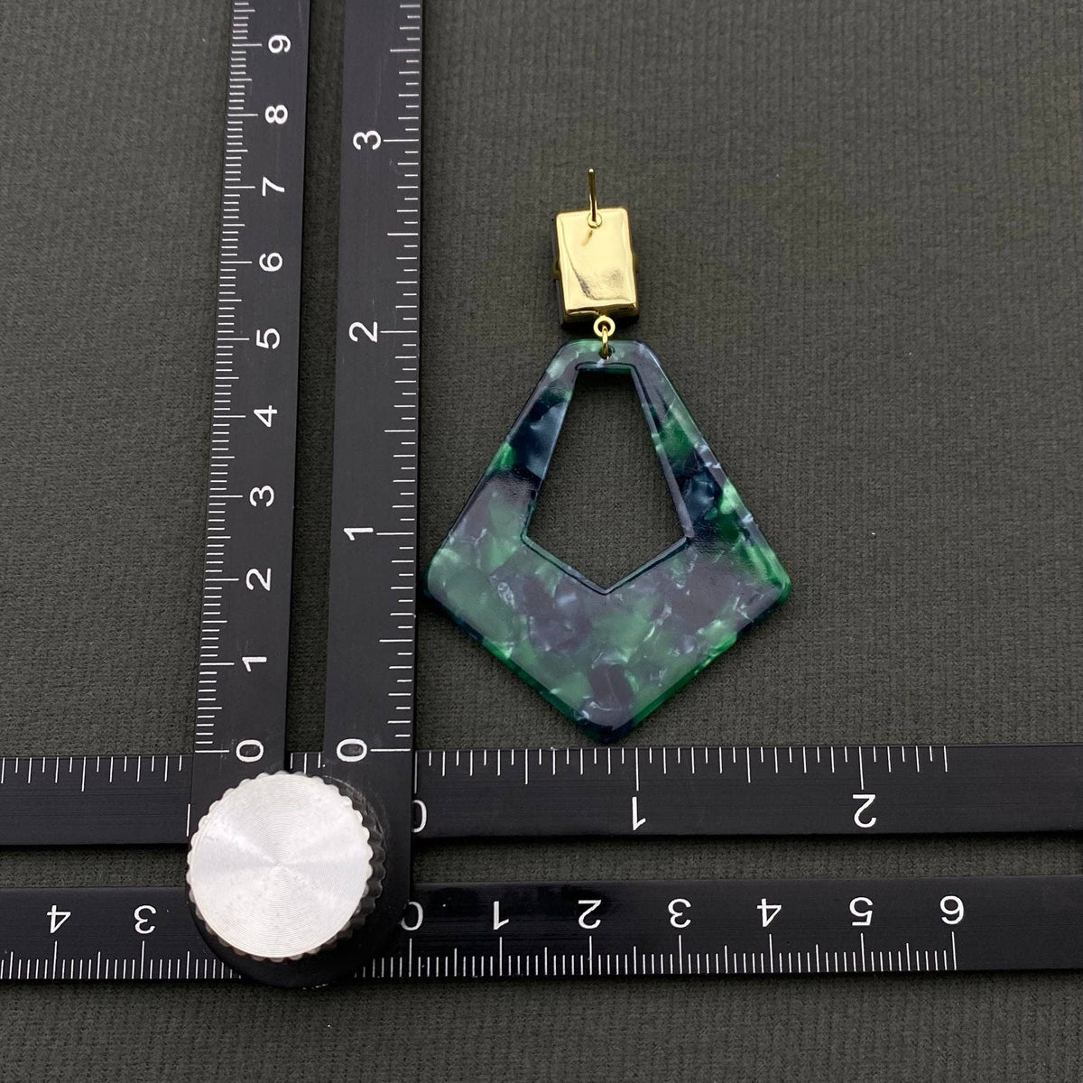 Emerald Mosaic Geometric Drop Earrings