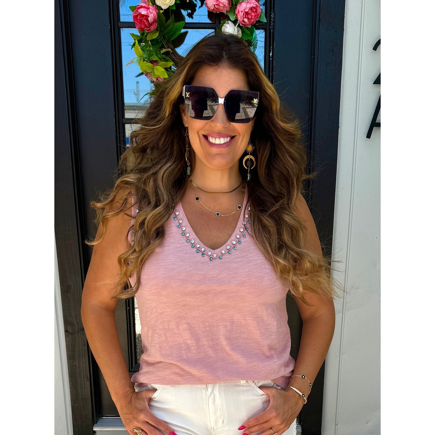 Sunset girly tank top