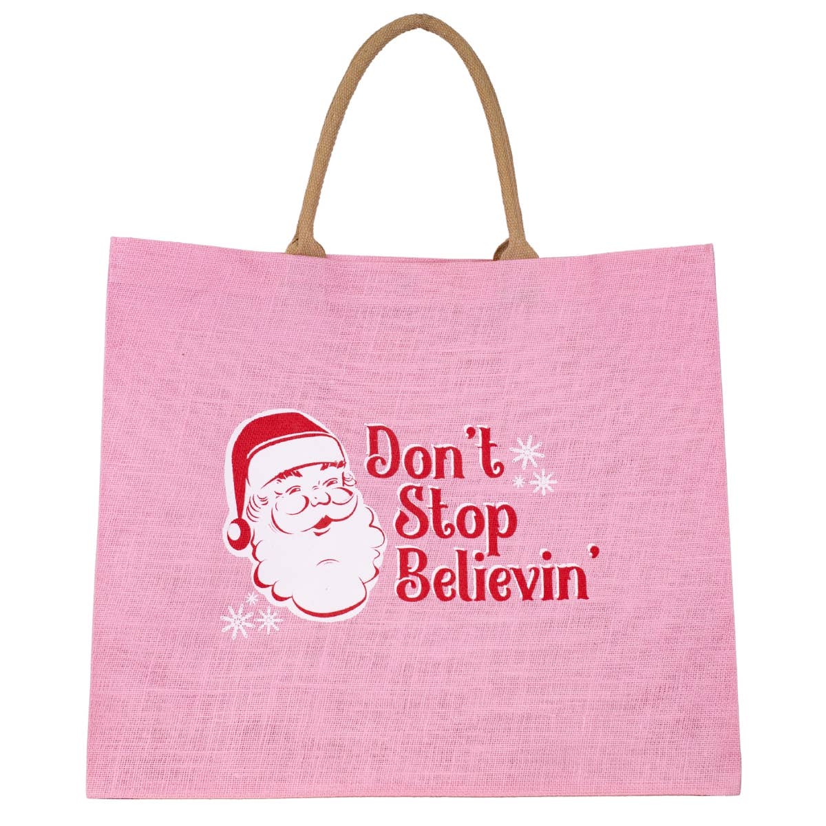 Don't Stop Believin Carryall Tote Light Pink/Red/White 22x19x8