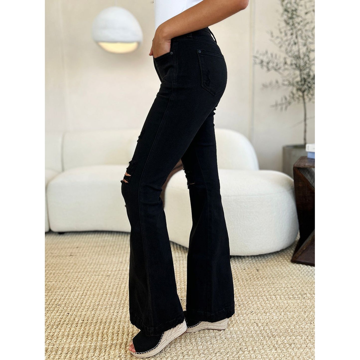 Judy Blue High Waist Distressed Flare Jeans