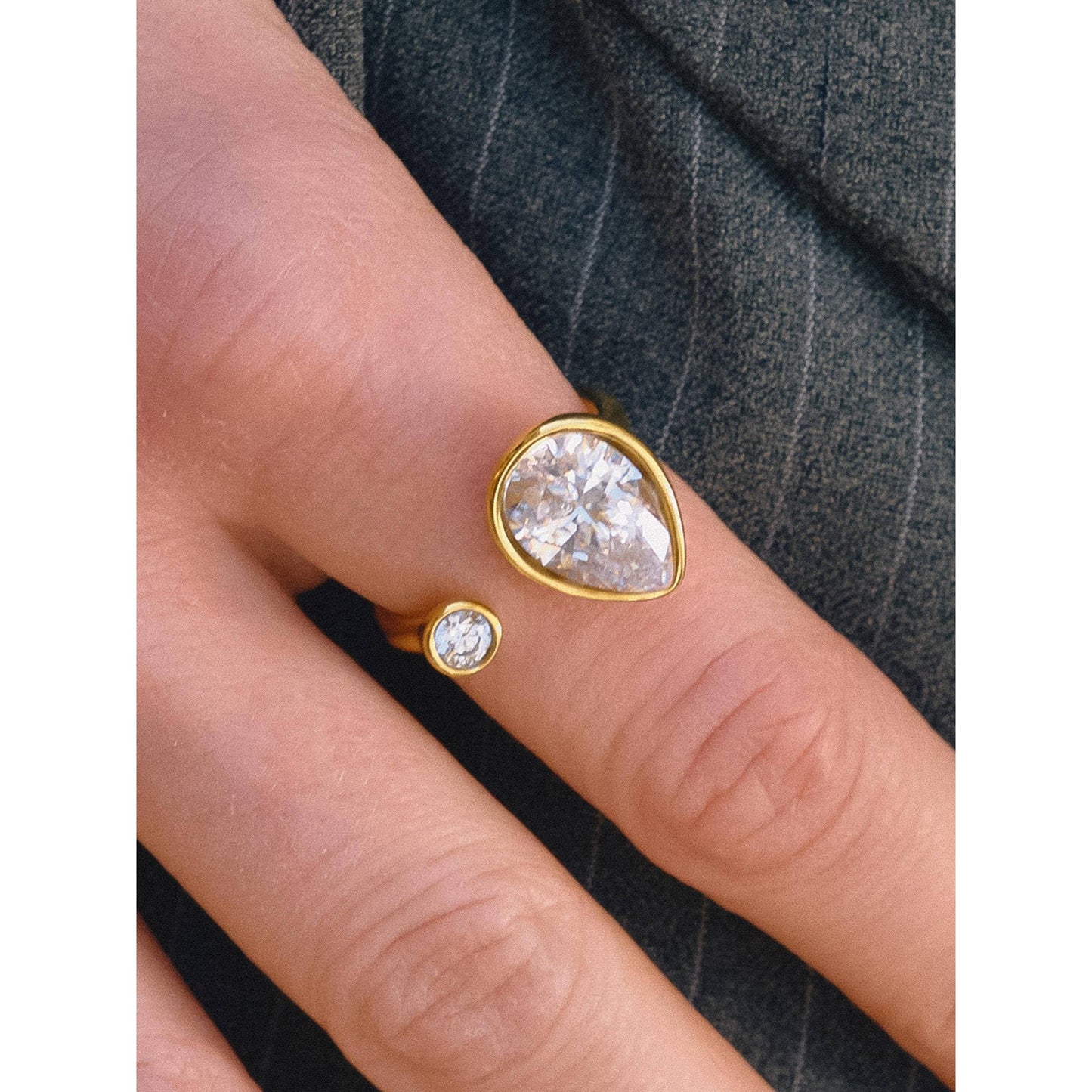 Kellan 18K Gold Non-Tarnish Tarnish CZ Open Ring