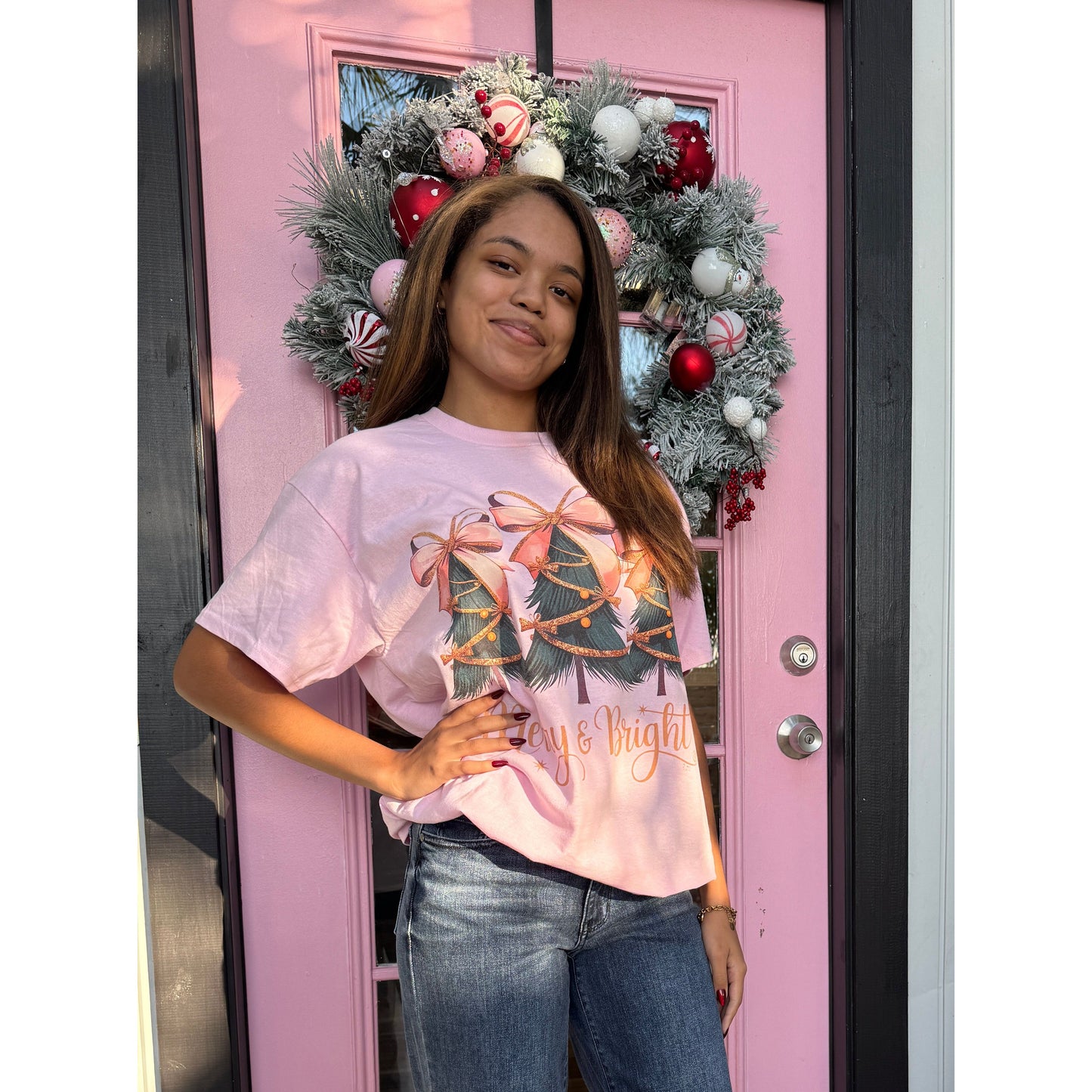 Merry And Bright Christmas Tree Tee