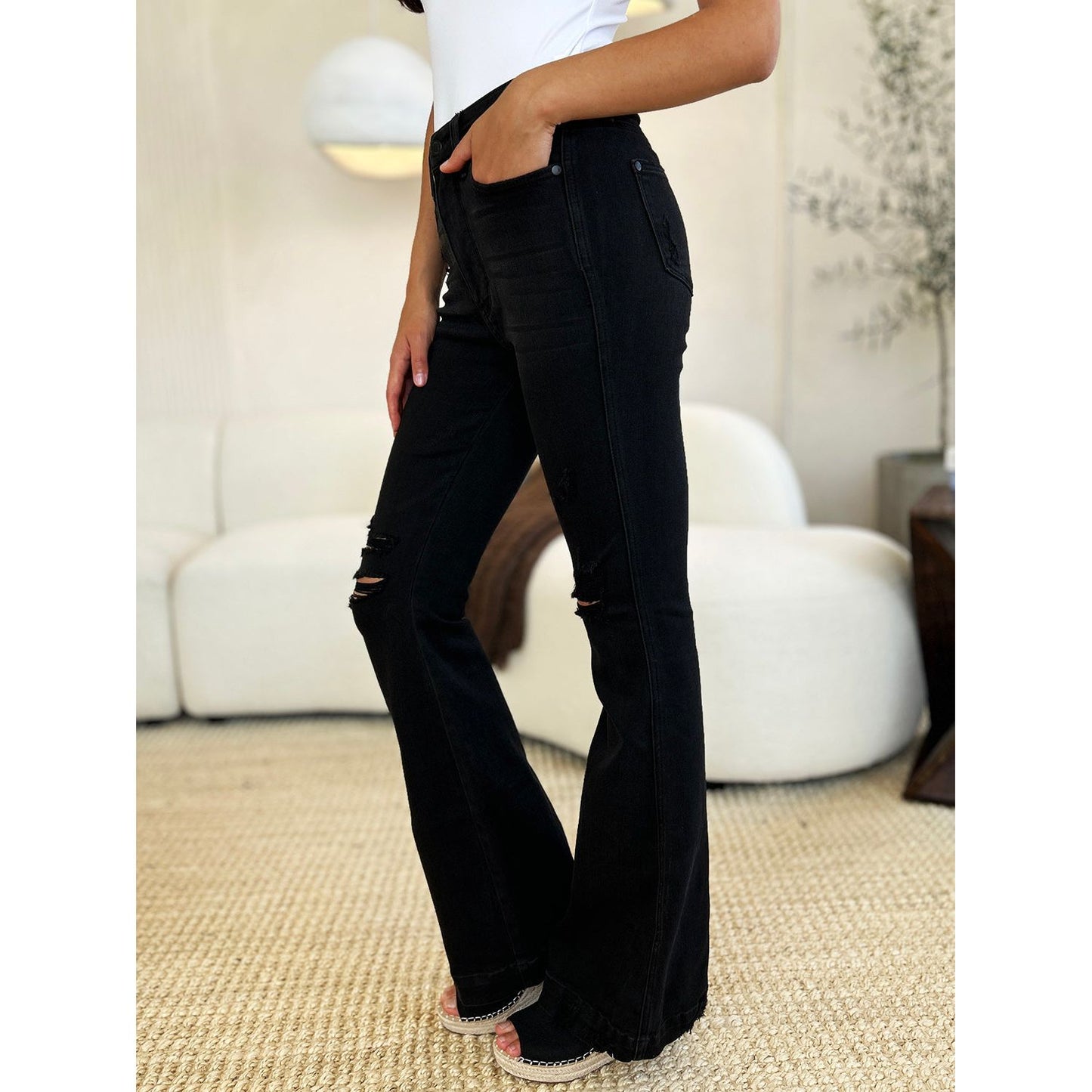 Judy Blue High Waist Distressed Flare Jeans