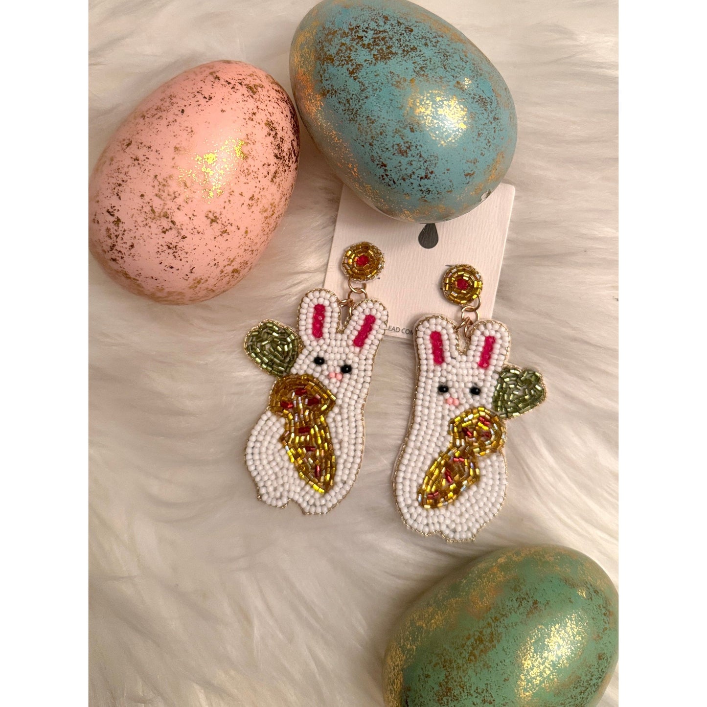 Beaded Bunny Earrings