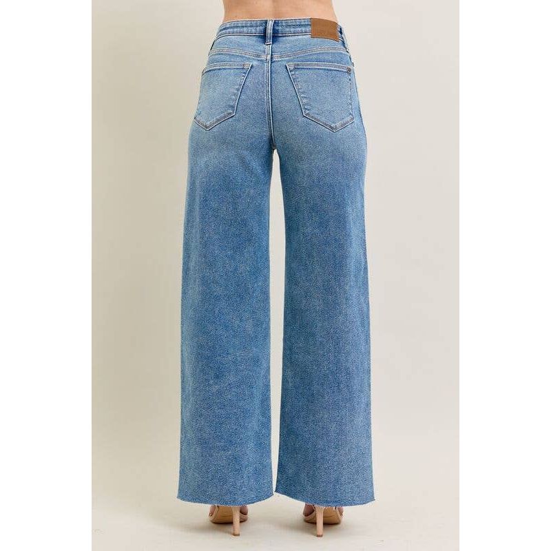 High Waisted Wide Leg Distressed