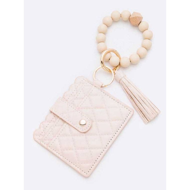 Quilted Beaded Keychain Bracelet Wallet