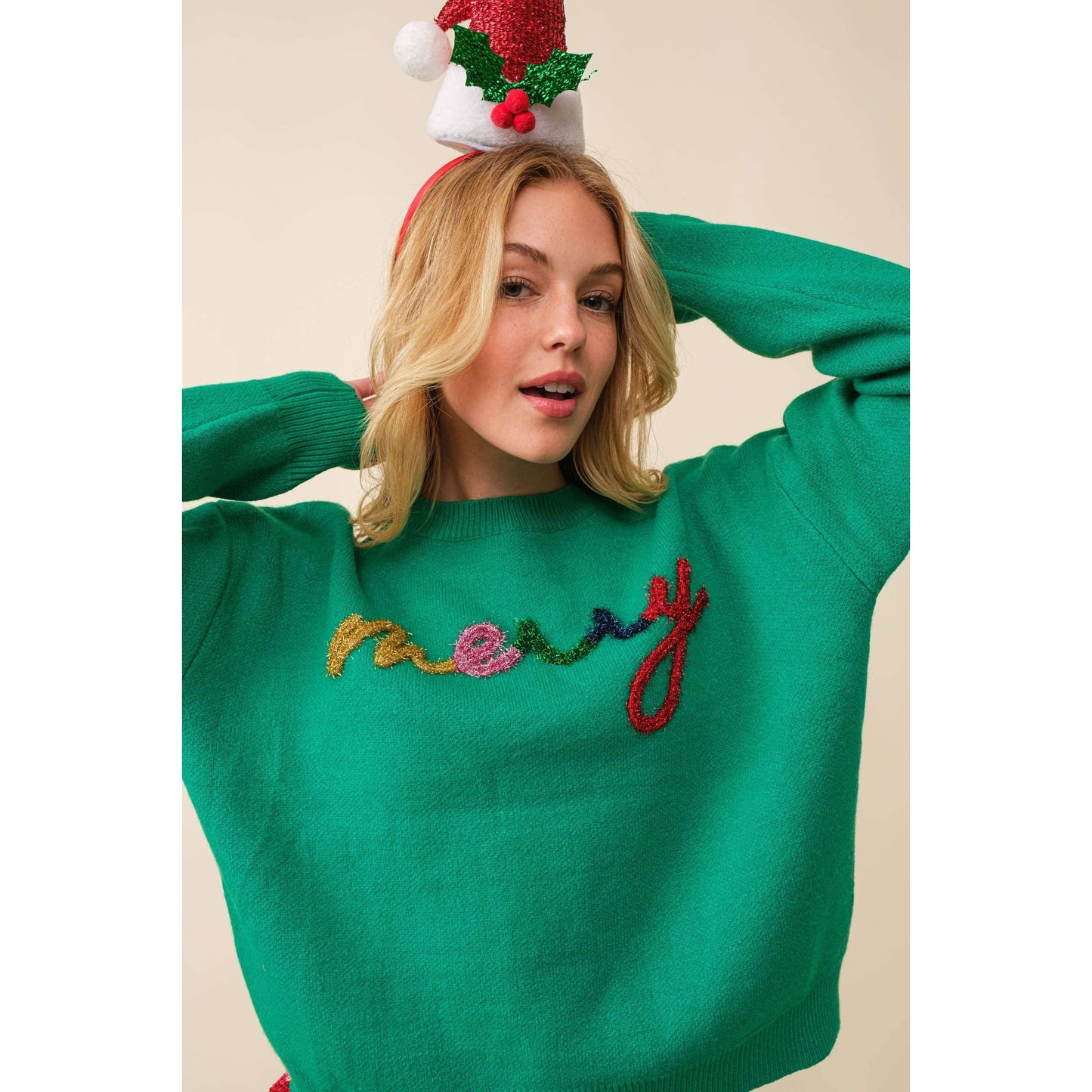 “Merry” Christmas Sweater Green
