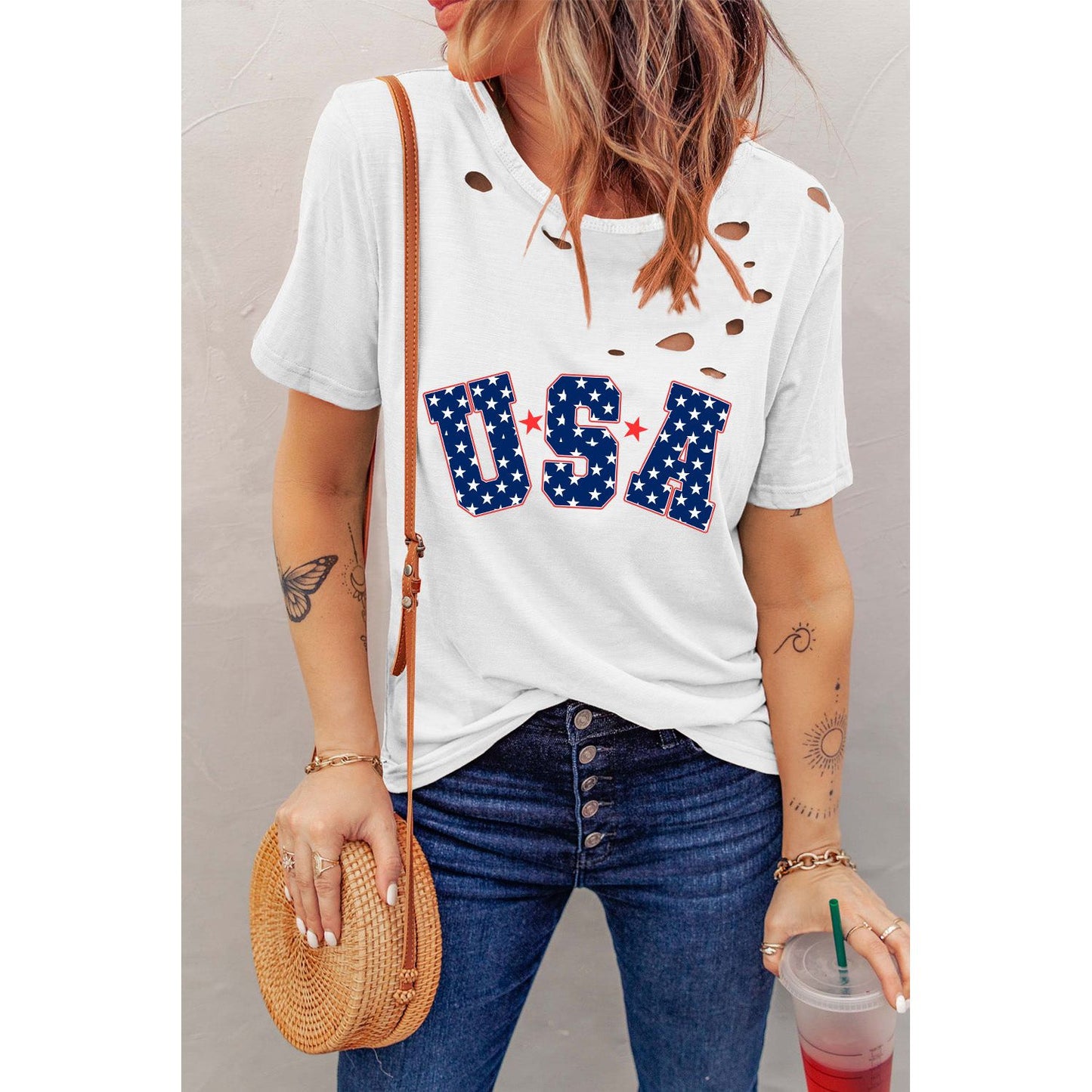 USA Round Neck Short Sleeve T-Shirt