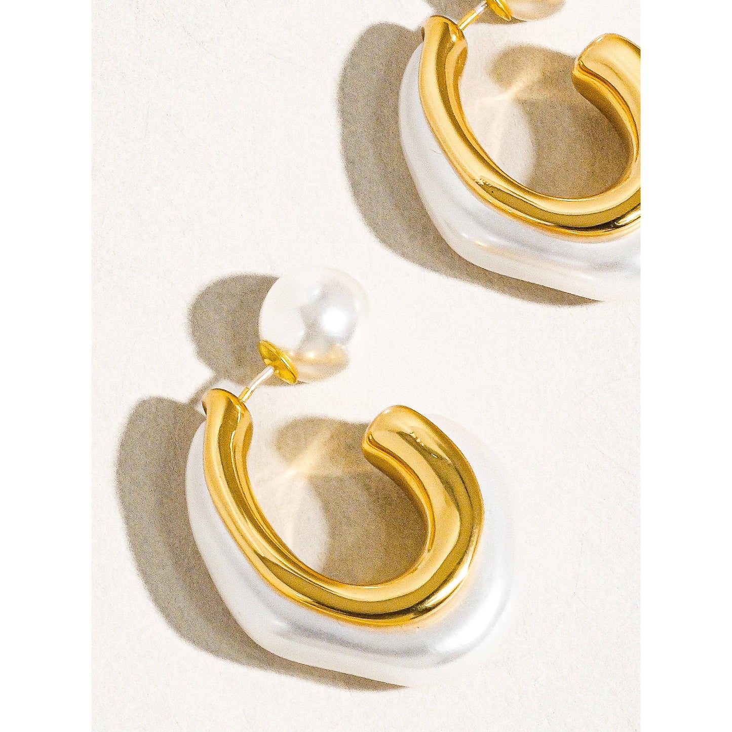 Kinsley 18K Gold Classic Pearl C Hoop Earring