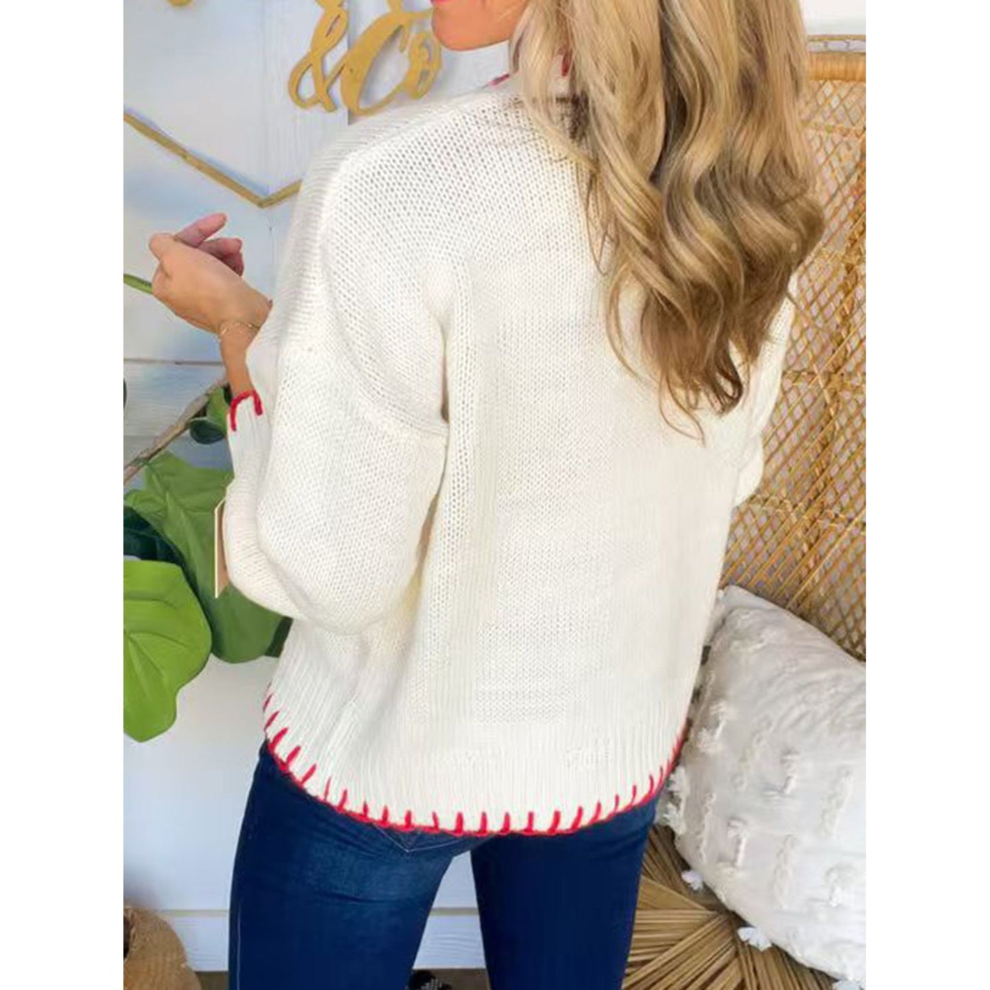 Bow Round Neck Long Sleeve Sweater