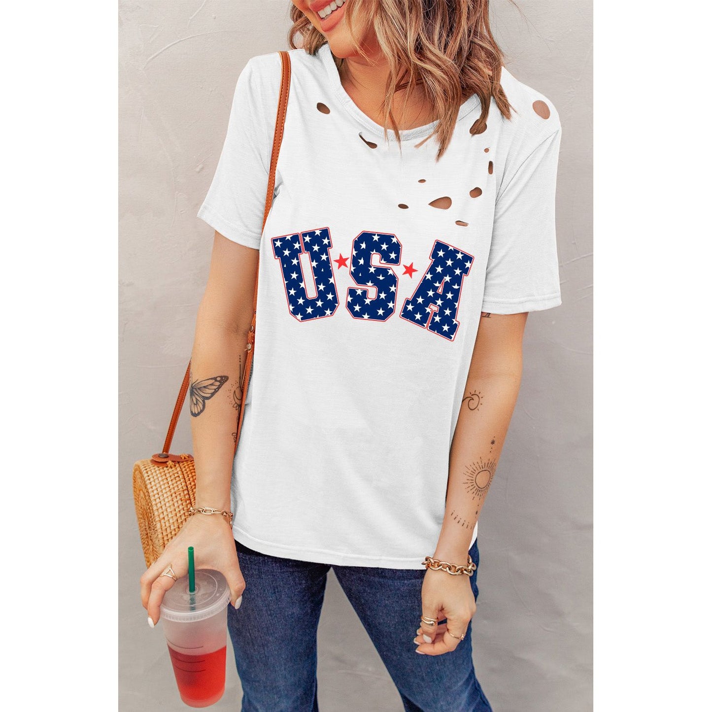USA Round Neck Short Sleeve T-Shirt