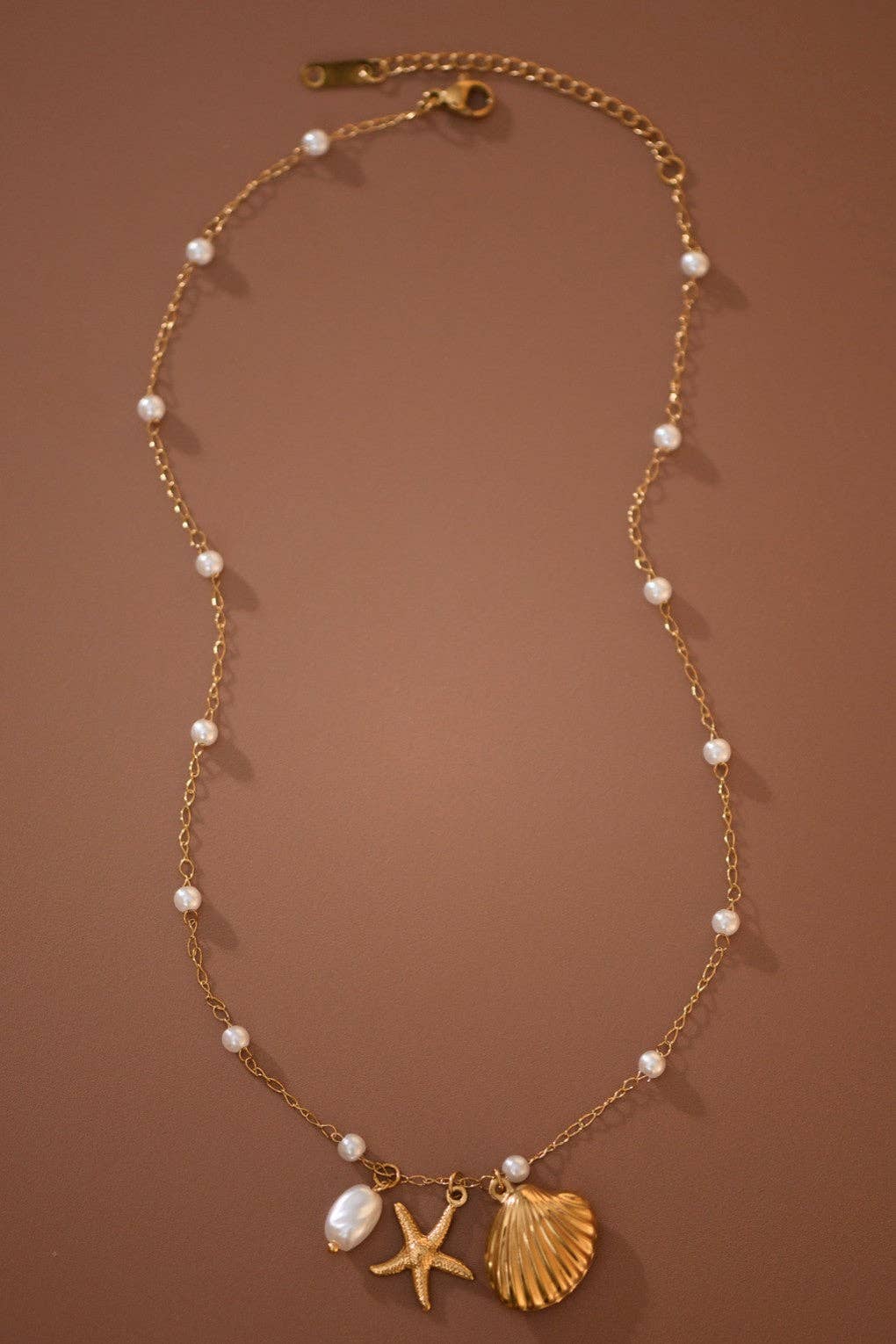 Beach Charm Necklace 18K Gold Plated Waterproof