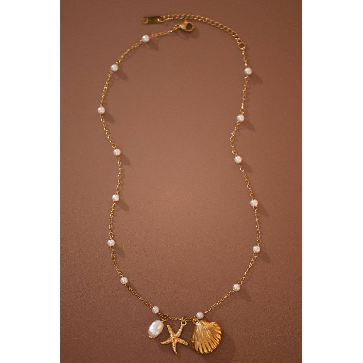 Beach Charm Necklace 18K Gold Plated Waterproof