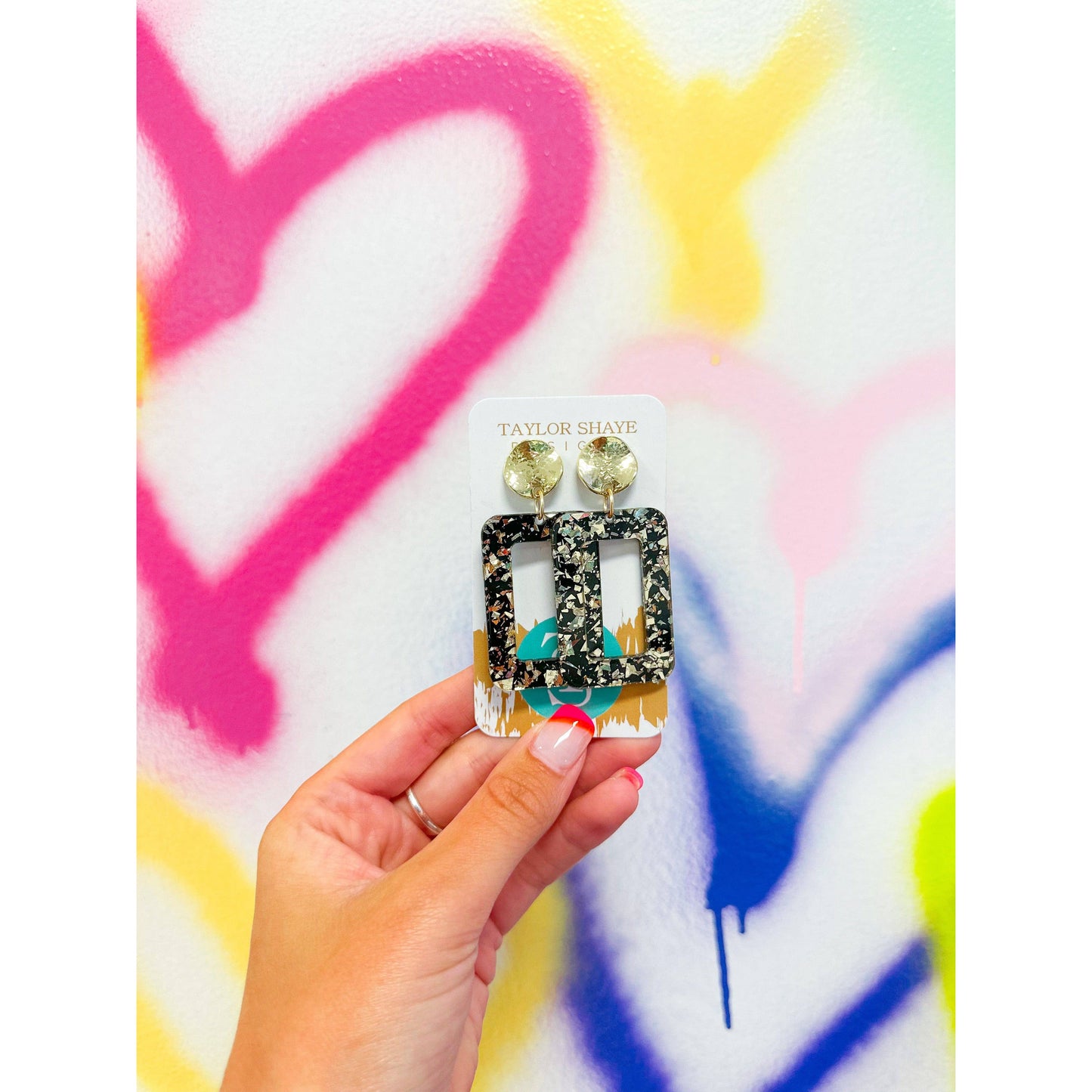 Black/Gold Acrylic Rectangle Drops