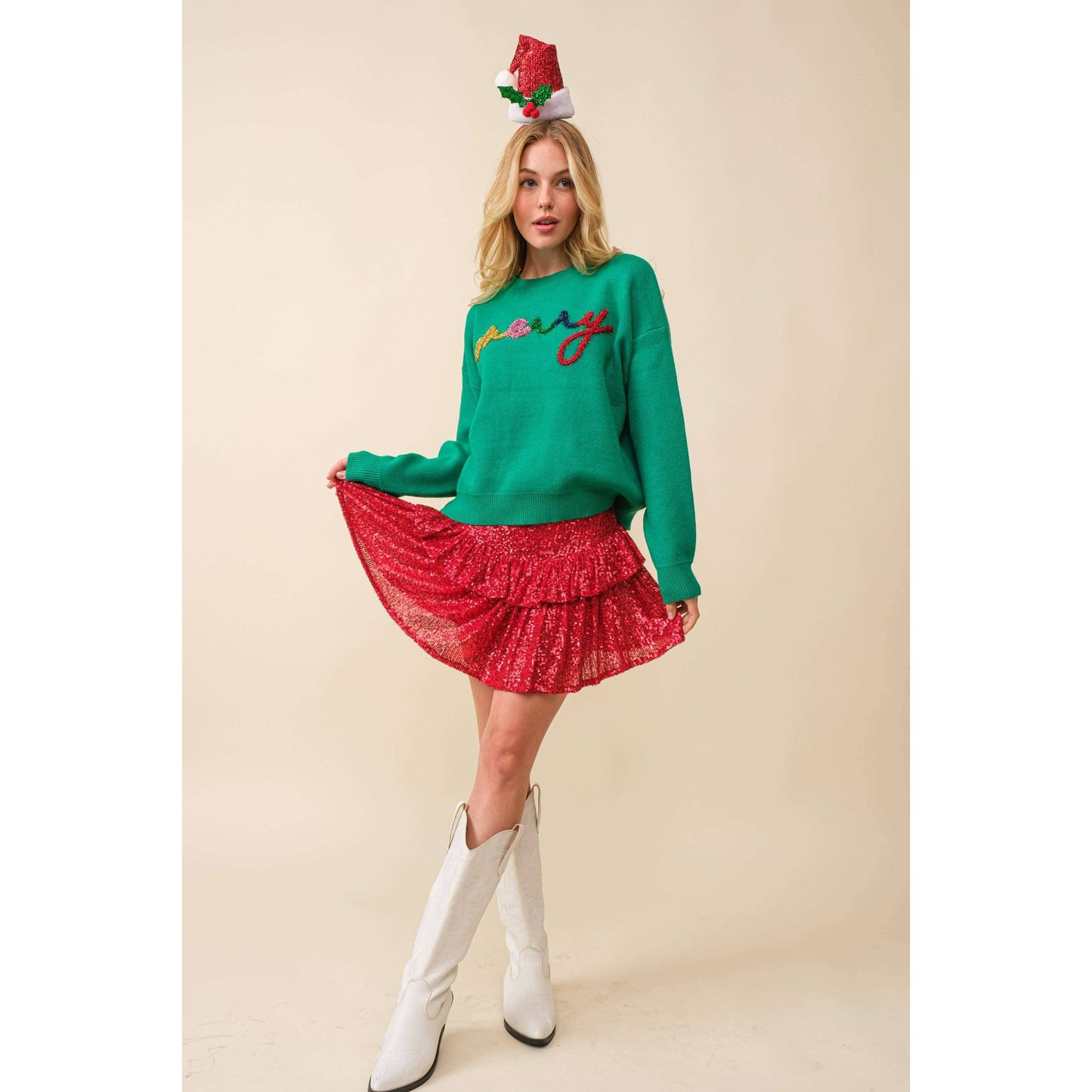 “Merry” Christmas Sweater Green