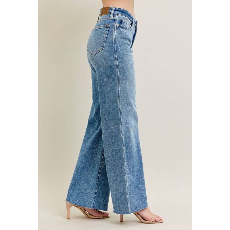 High Waisted Wide Leg Distressed