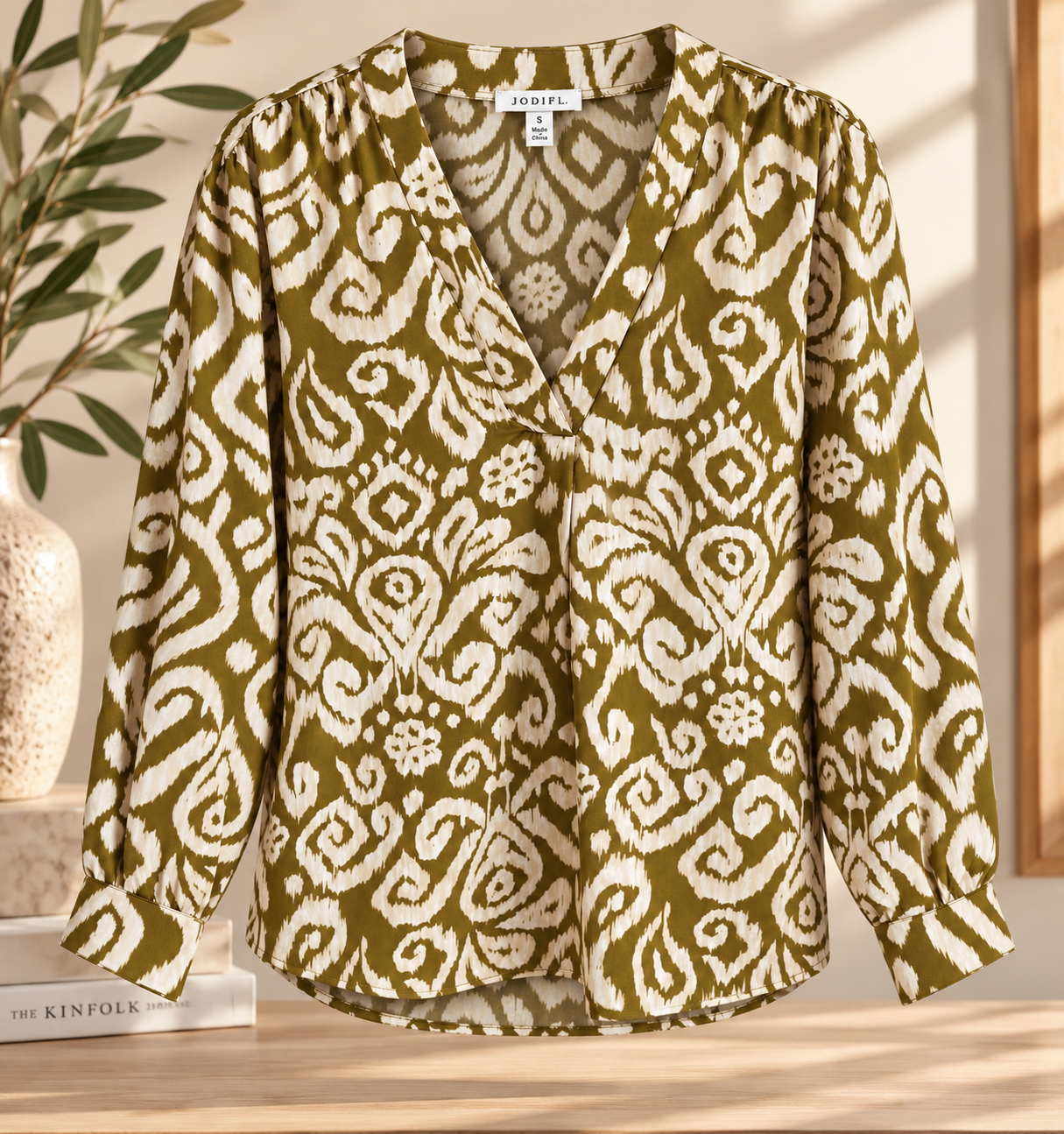 Olive Abstract Print Blouse