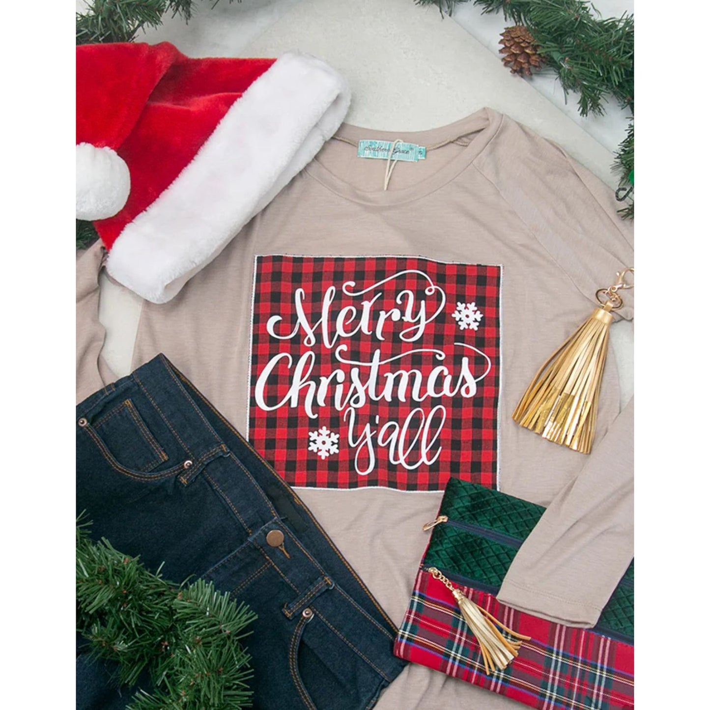 Merry Christmas y'all long sleeve tee