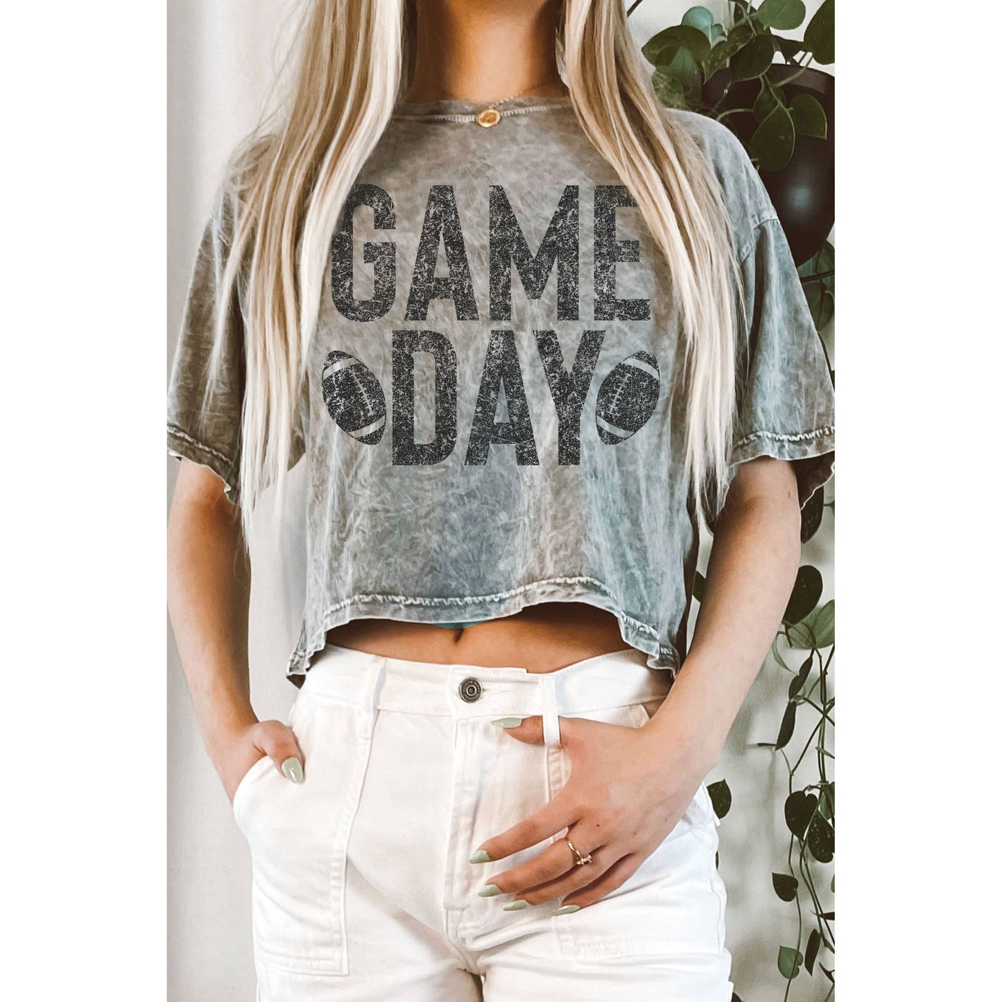 GAME DAY FOOTBALL LONG CROP TOP
