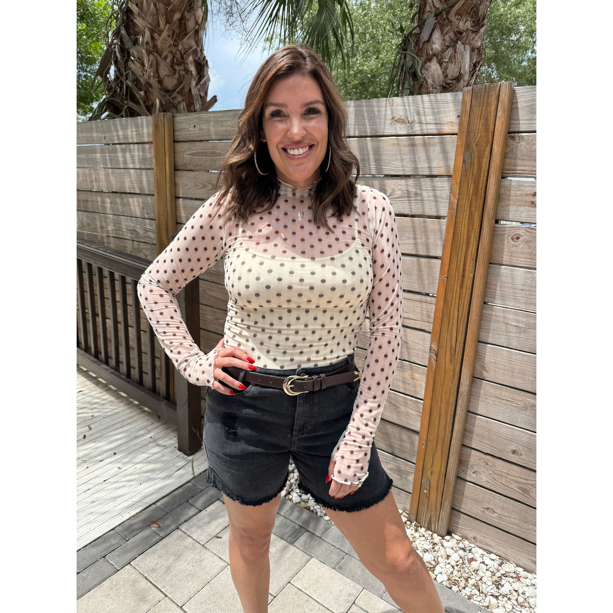Lace Long Sleeve See Through Top