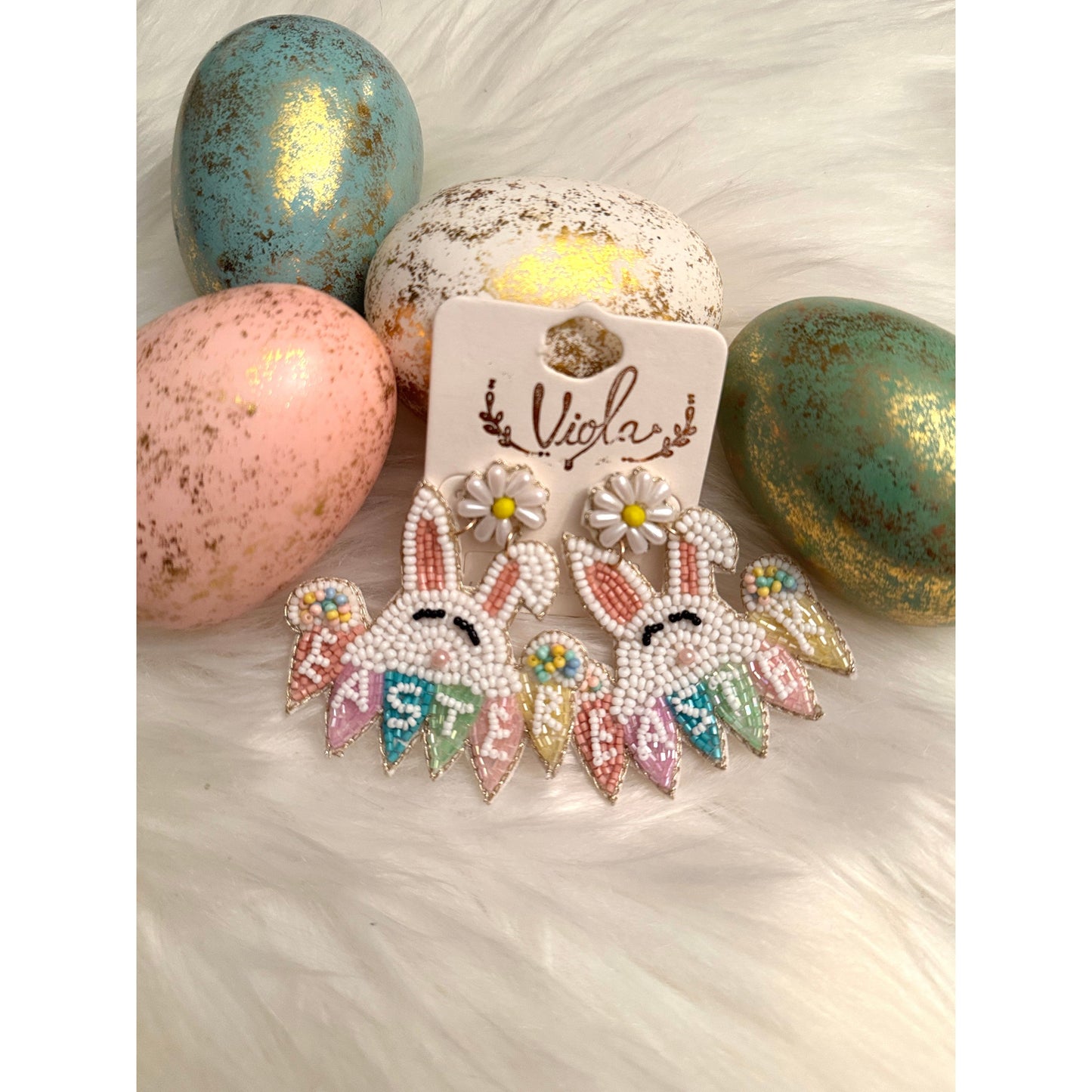 Beaded Easter Bunny Earrings