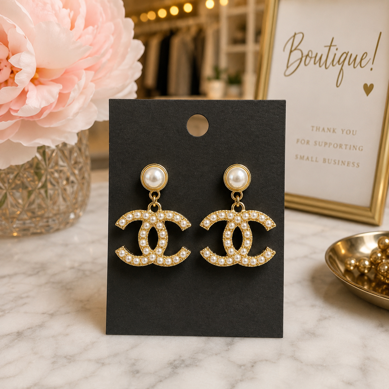 Designer Inspired Pearl Drop Earrings
