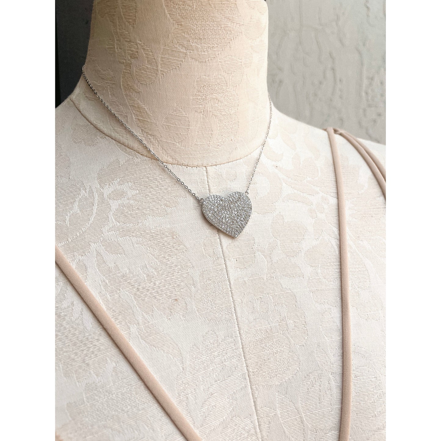 Crystal Heart Necklace "Silver"