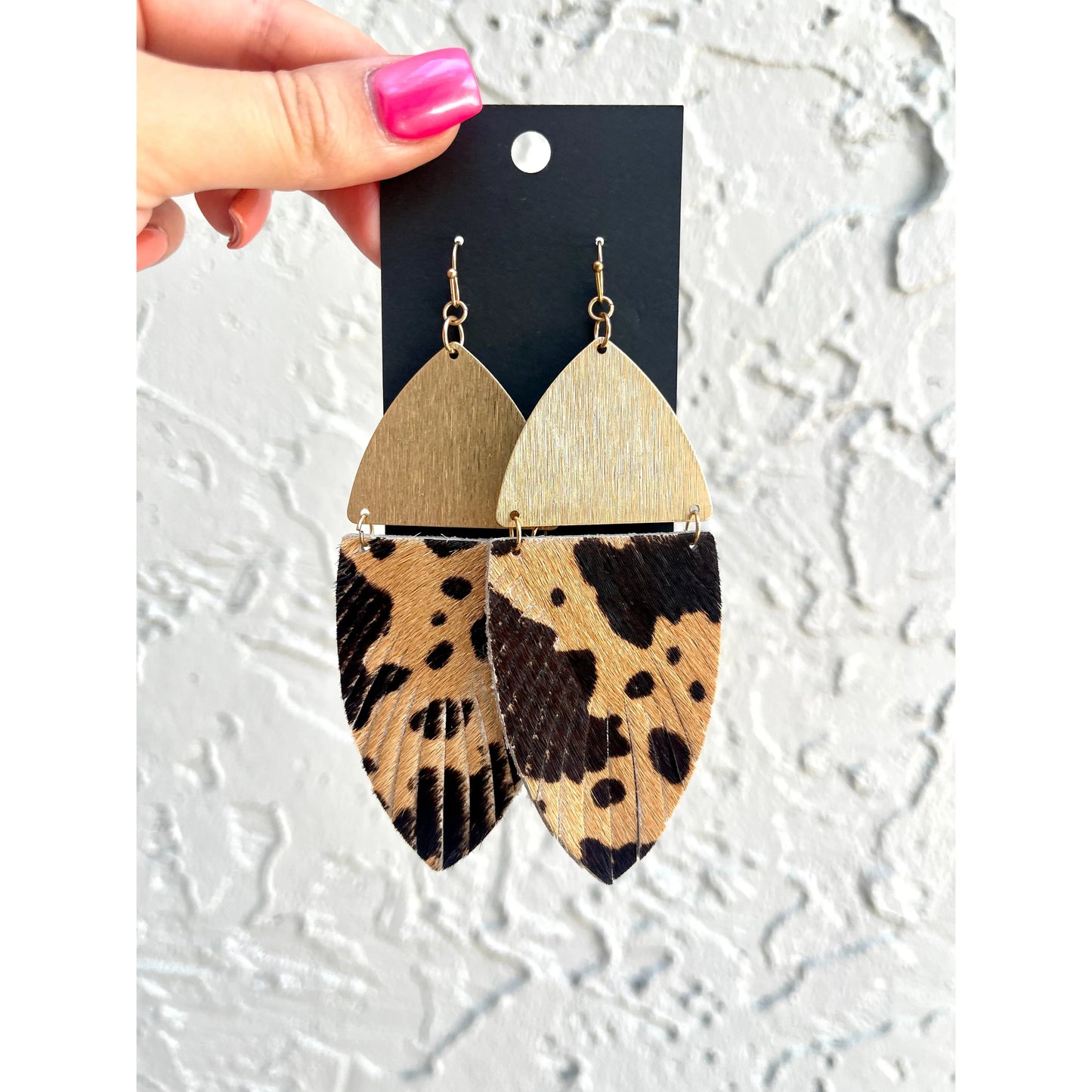 Cow Print Dangle Earrings