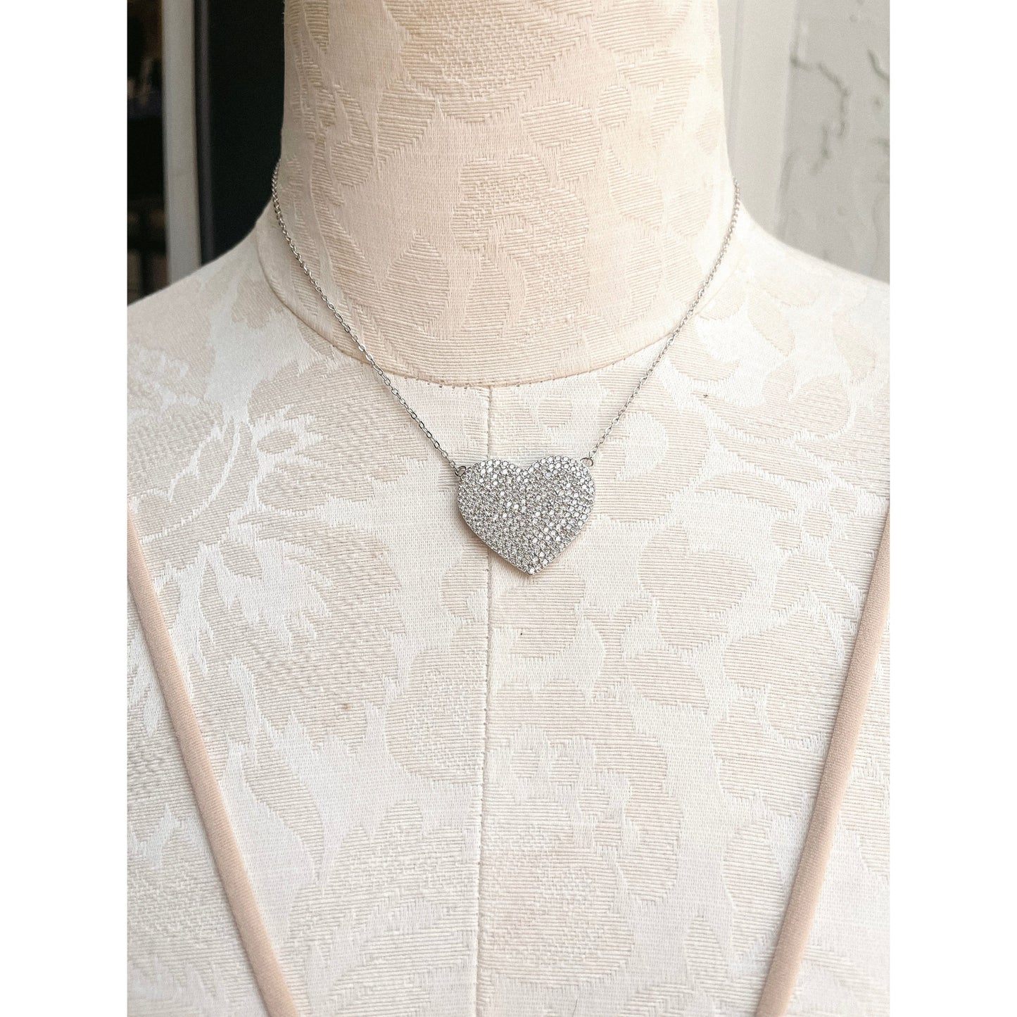 Crystal Heart Necklace "Silver"