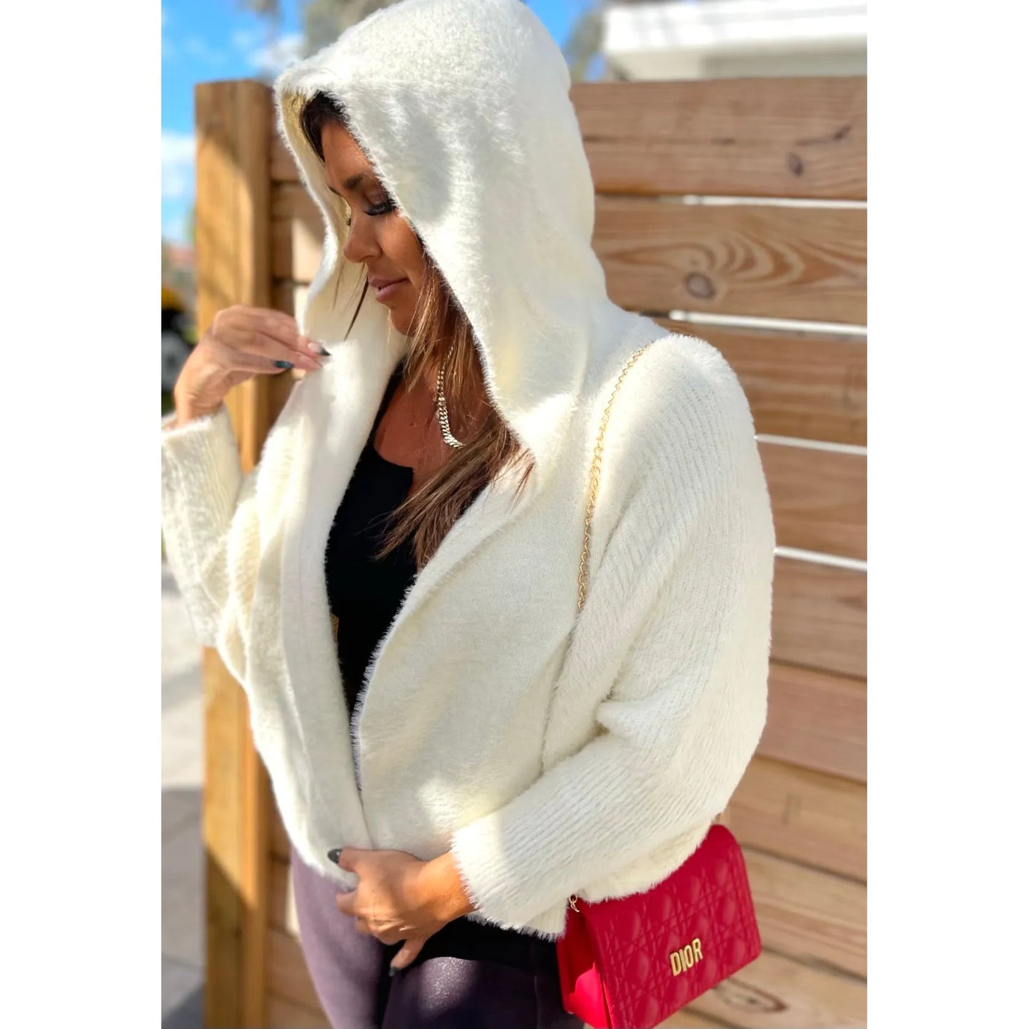 Snow Bunny hooded poncho sweater