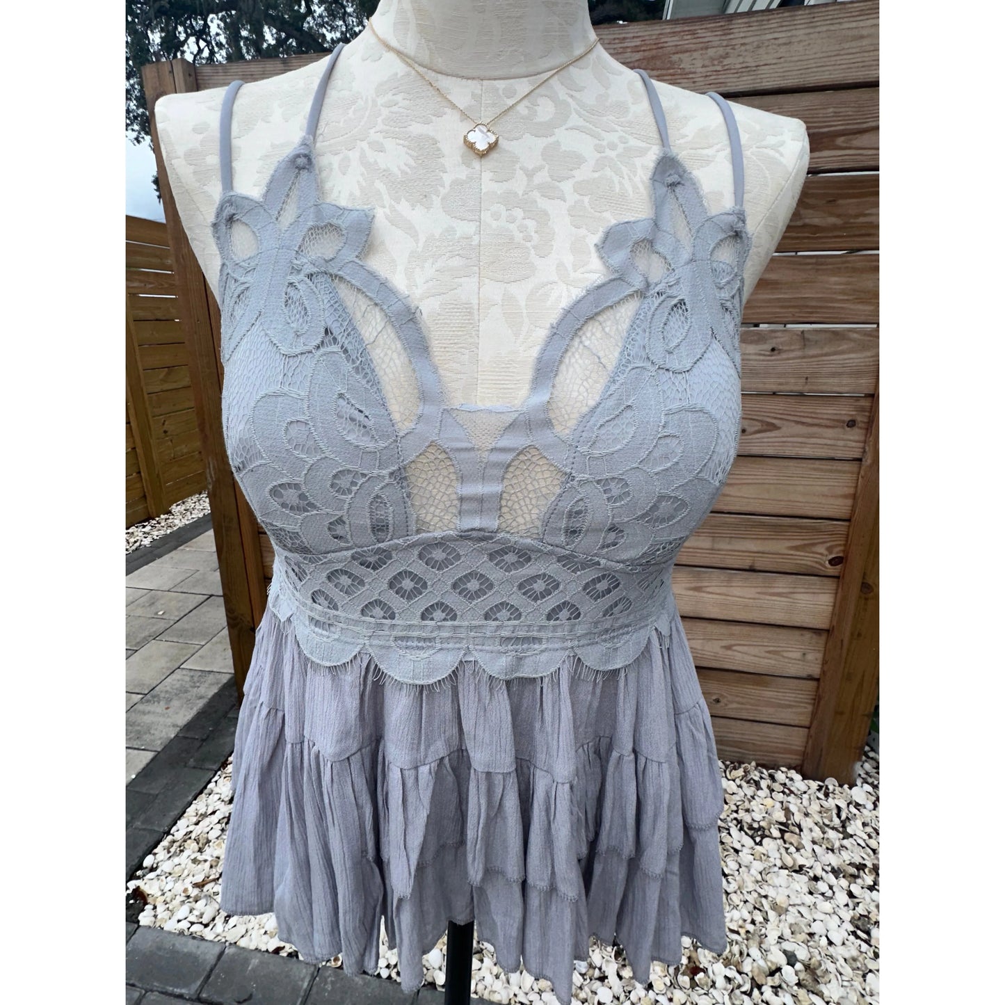 Beach Babe Bralette Top- Light Gray