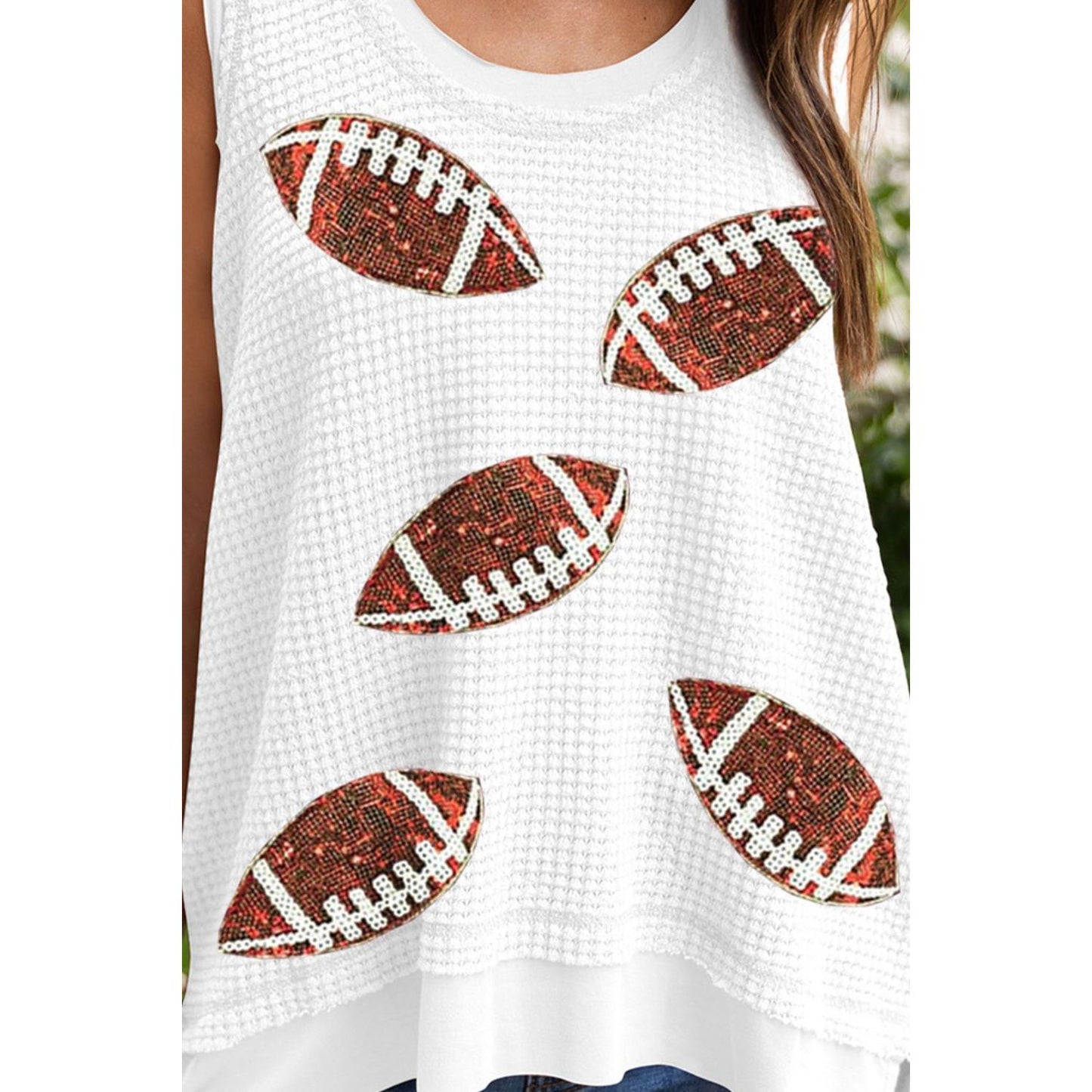 Sequin Football Round Neck Tank