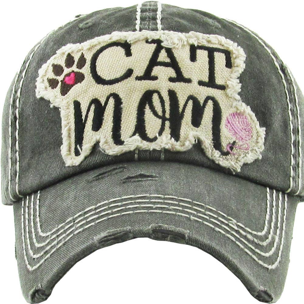 "Cat Mom" Vintage Wash Cap