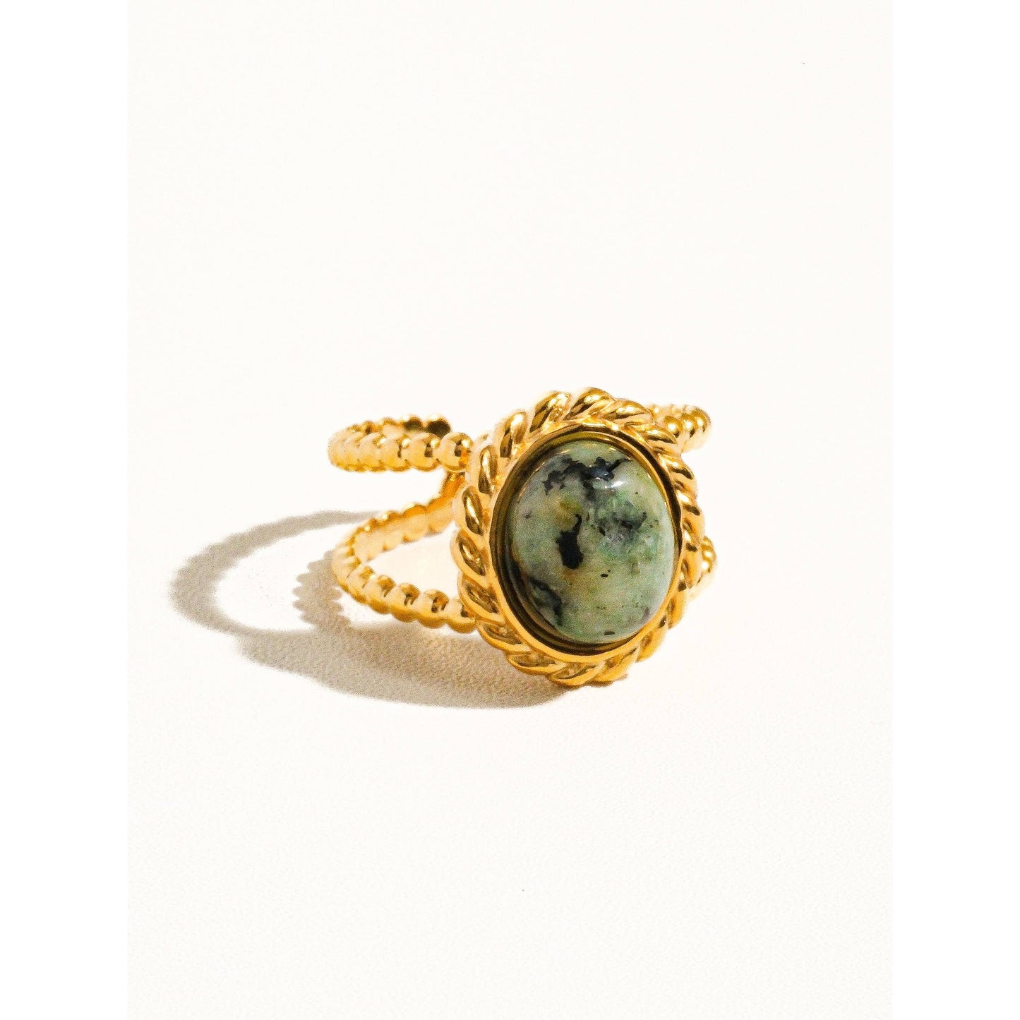 Mica 18K Gold Non-Tarnish Stone Adjustable Ring