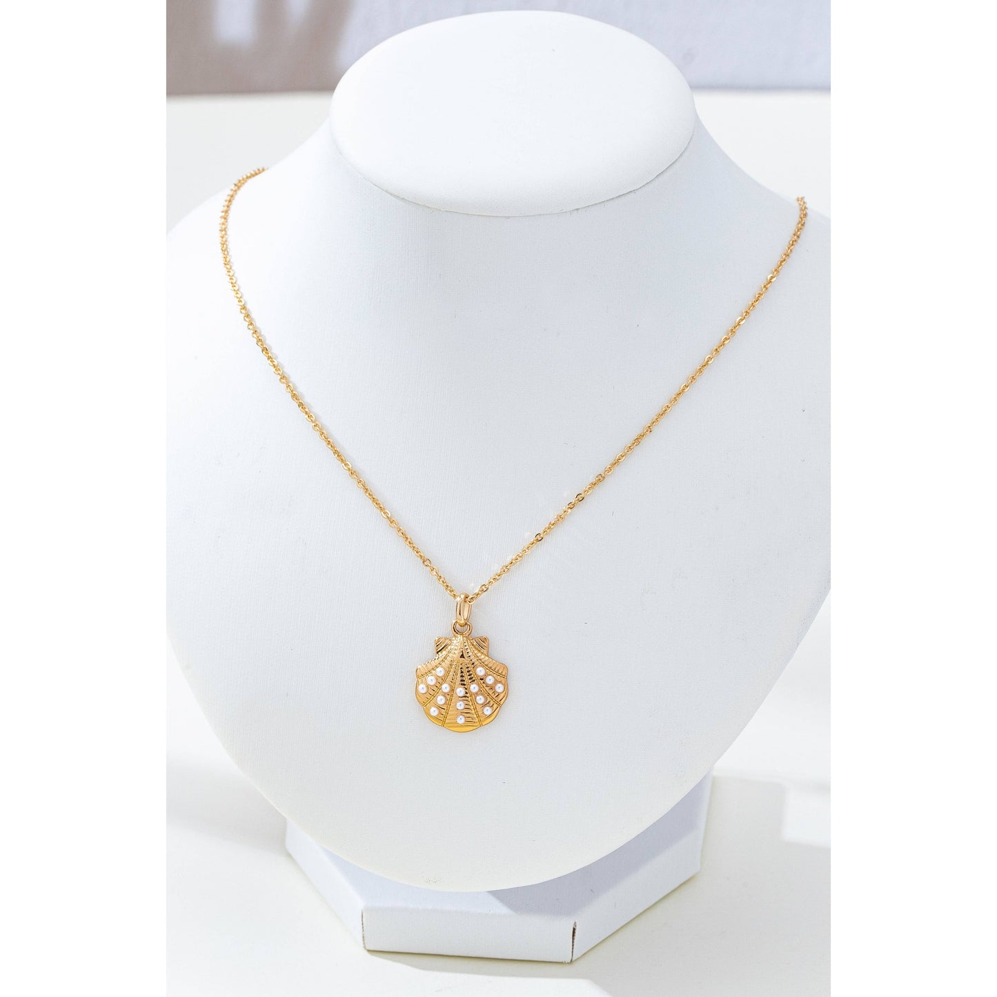 Pearl-Accented Shell Pendant Necklace