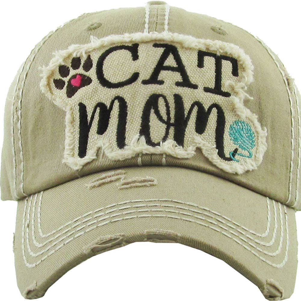 "Cat Mom" Vintage Wash Cap