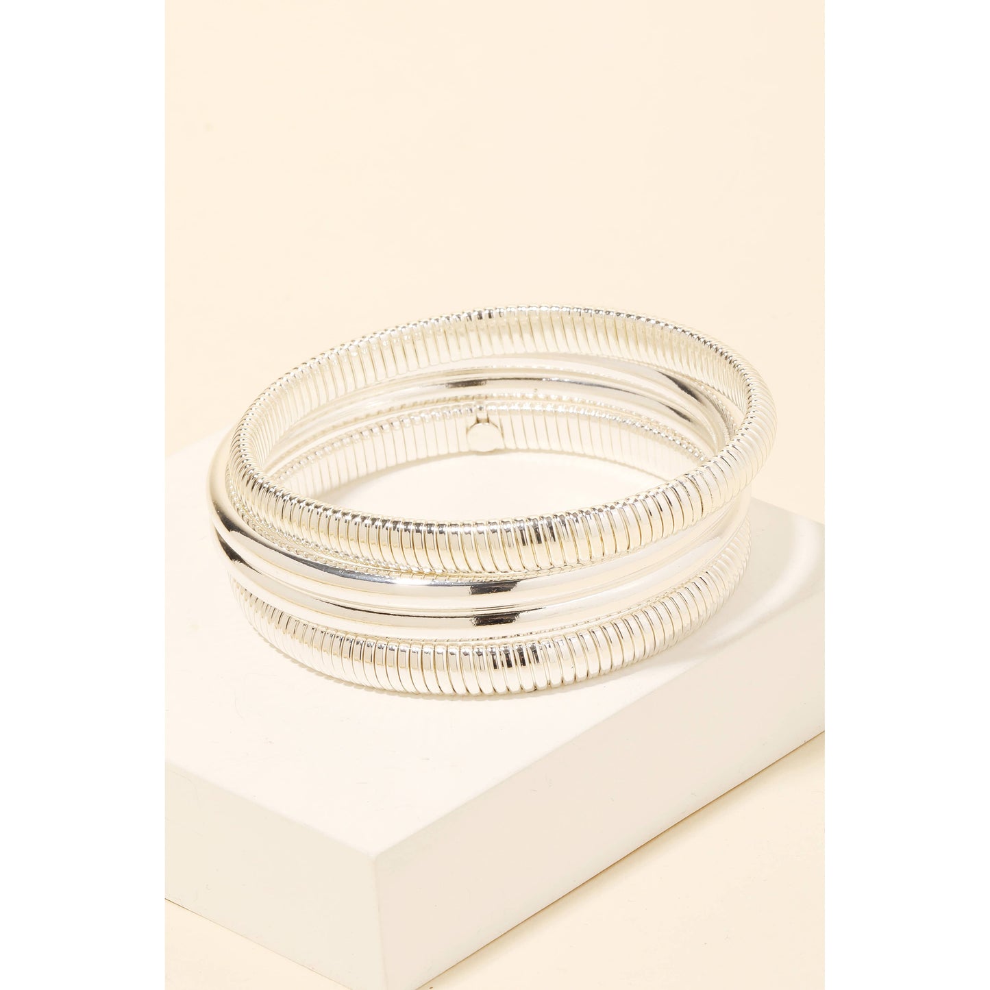 Layered 4Pc Metallic Bangle Bracelet Set