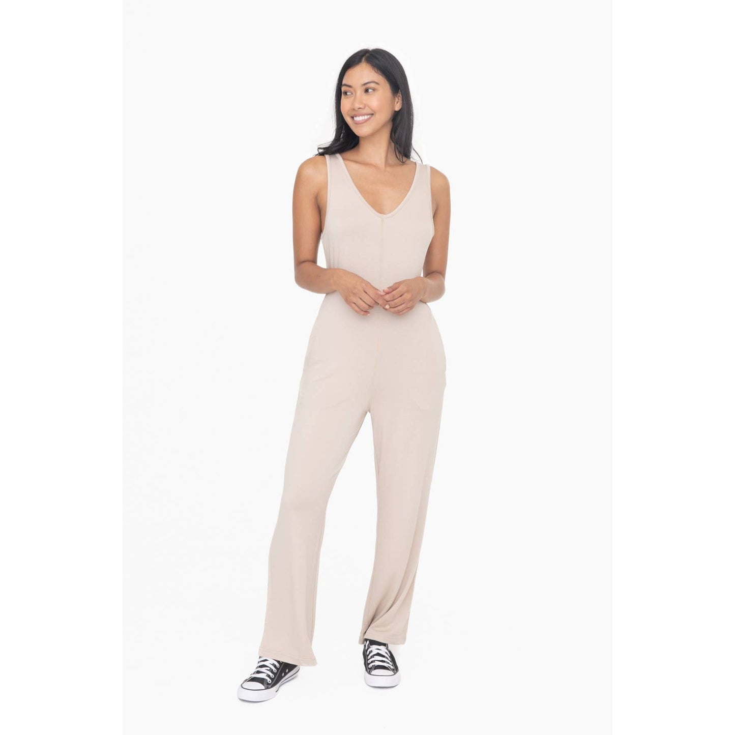 French Terry wide leg lounge jumpsuit