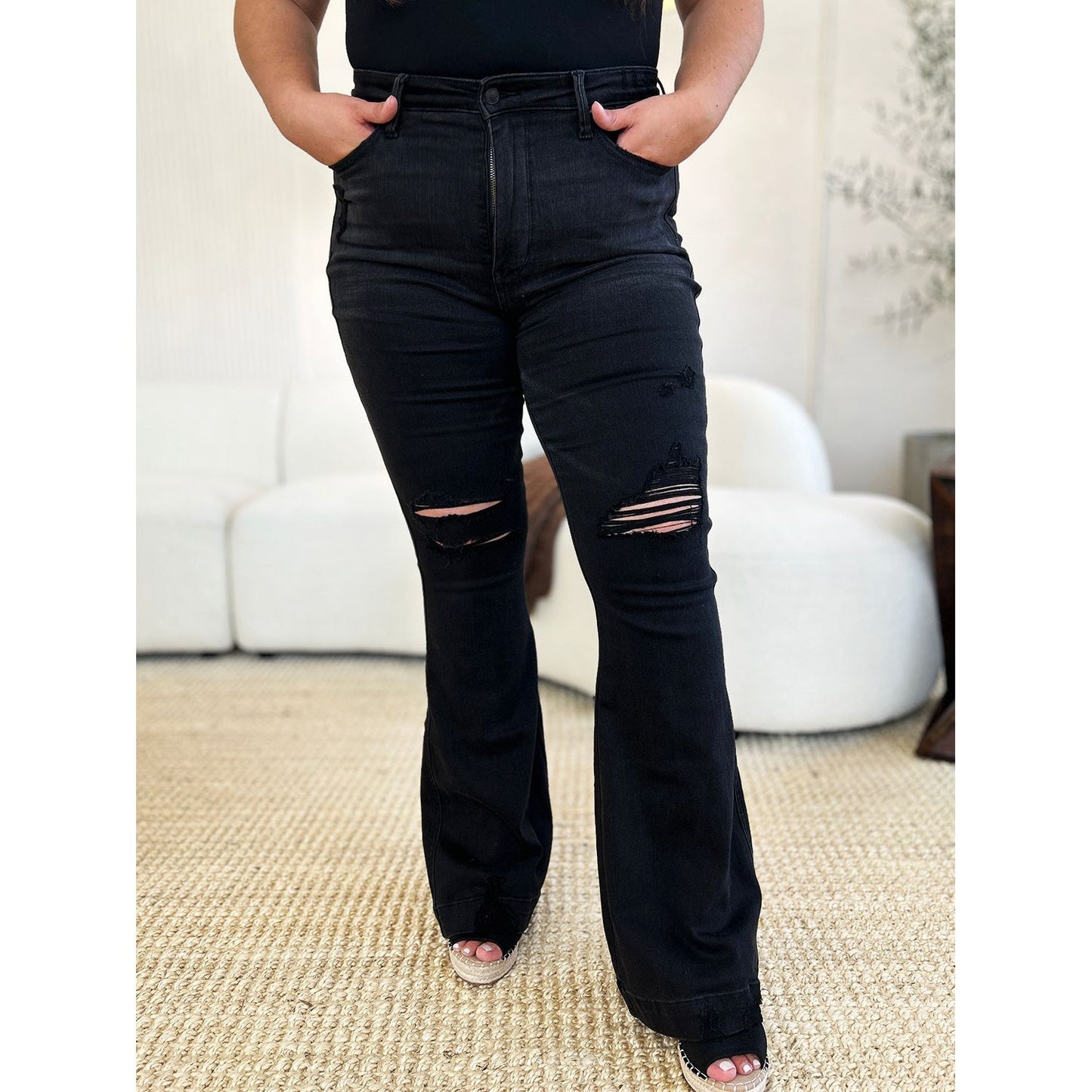 Judy Blue High Waist Distressed Flare Jeans