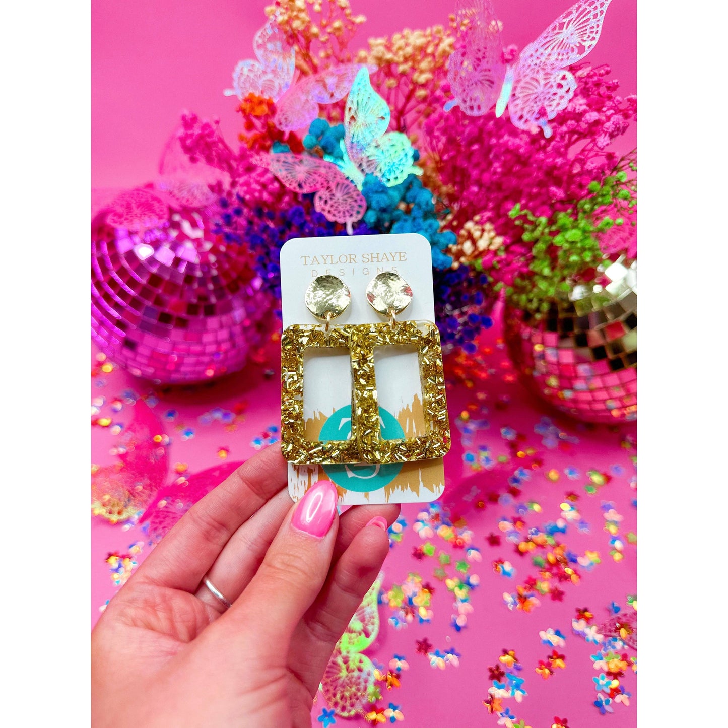 Gold Brighter Days Rectangle Drops