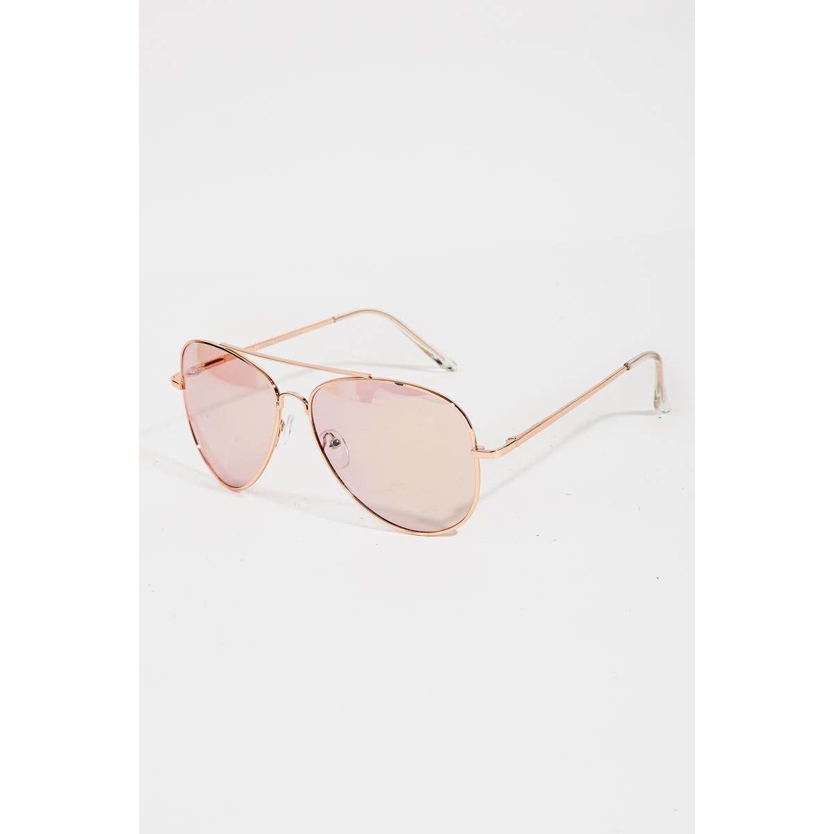 Metallic Trim Bridge Aviator Sunglasses Set